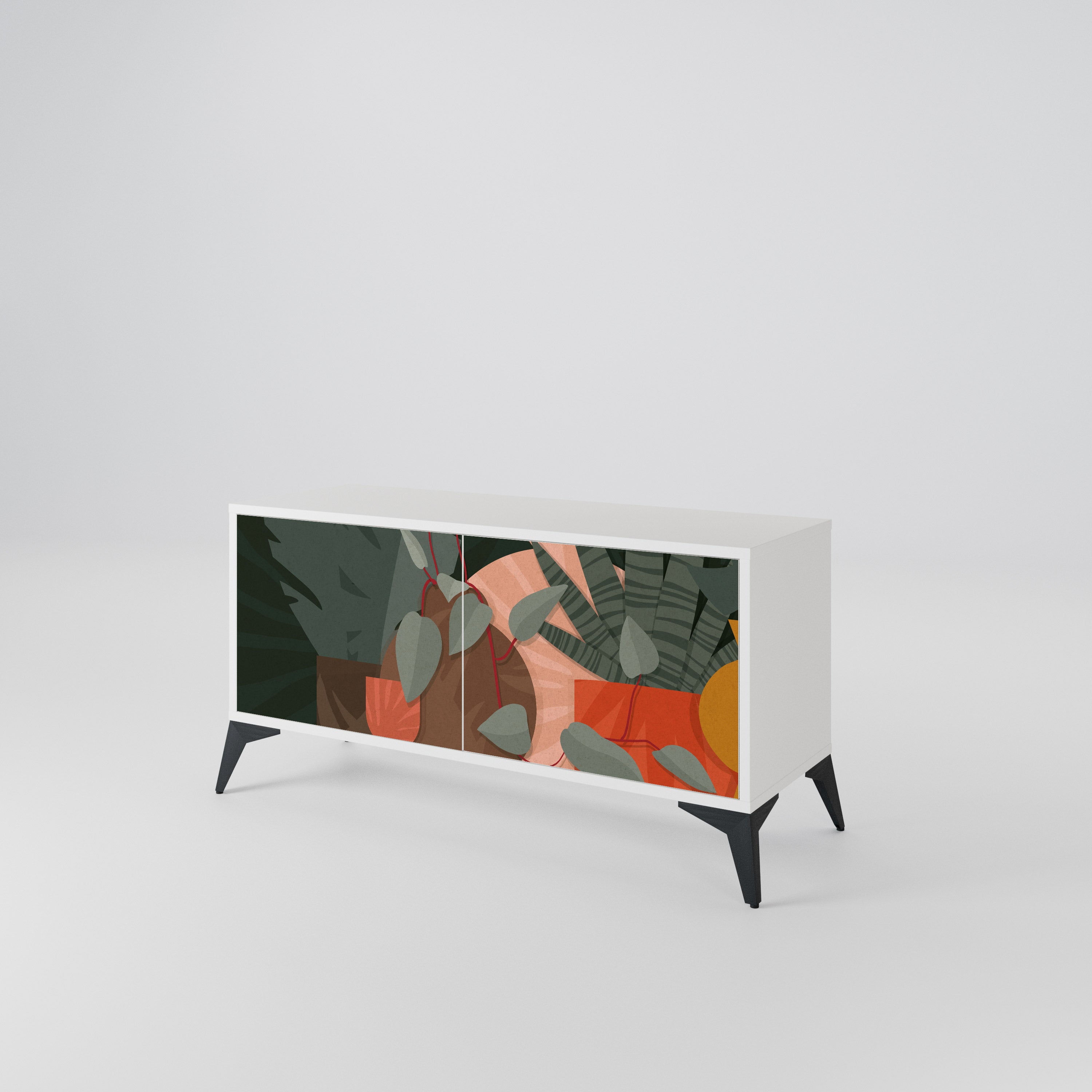 TROPICAL COMPOSITION Mueble de TV Compacto de 2 puertas