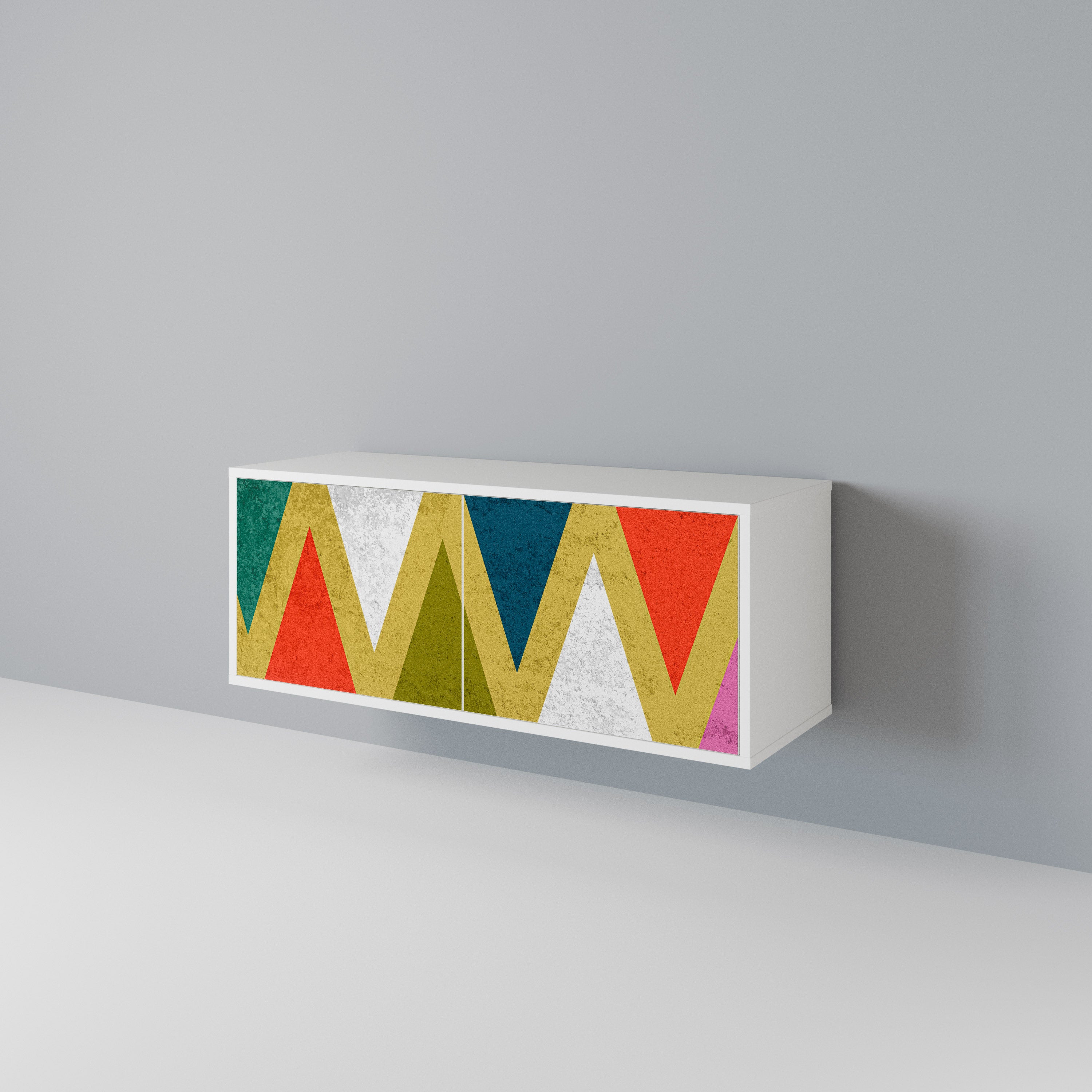 COLORFUL TRIANGLES Mueble de TV Compacto de 2 puertas