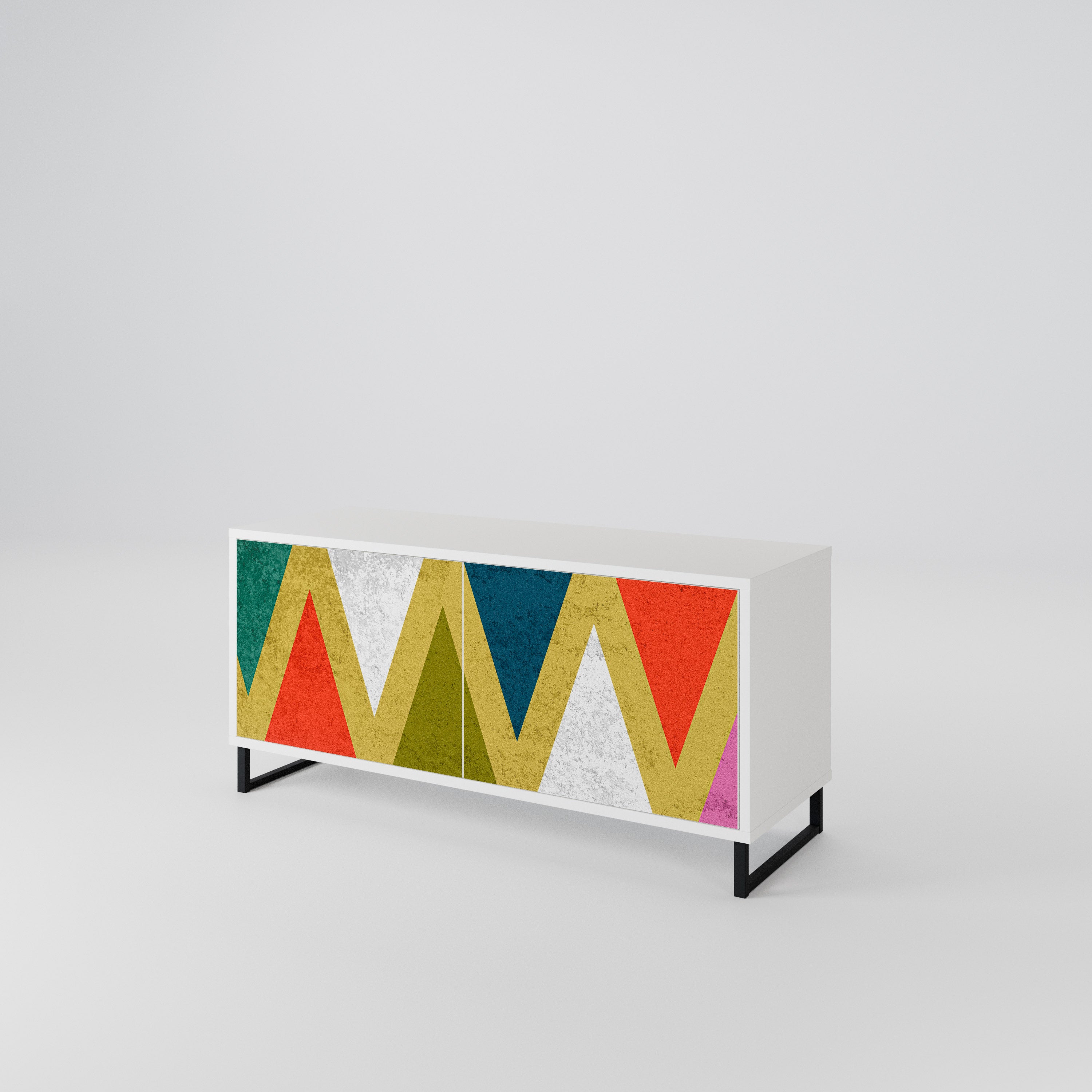 COLORFUL TRIANGLES Mueble de TV Compacto de 2 puertas