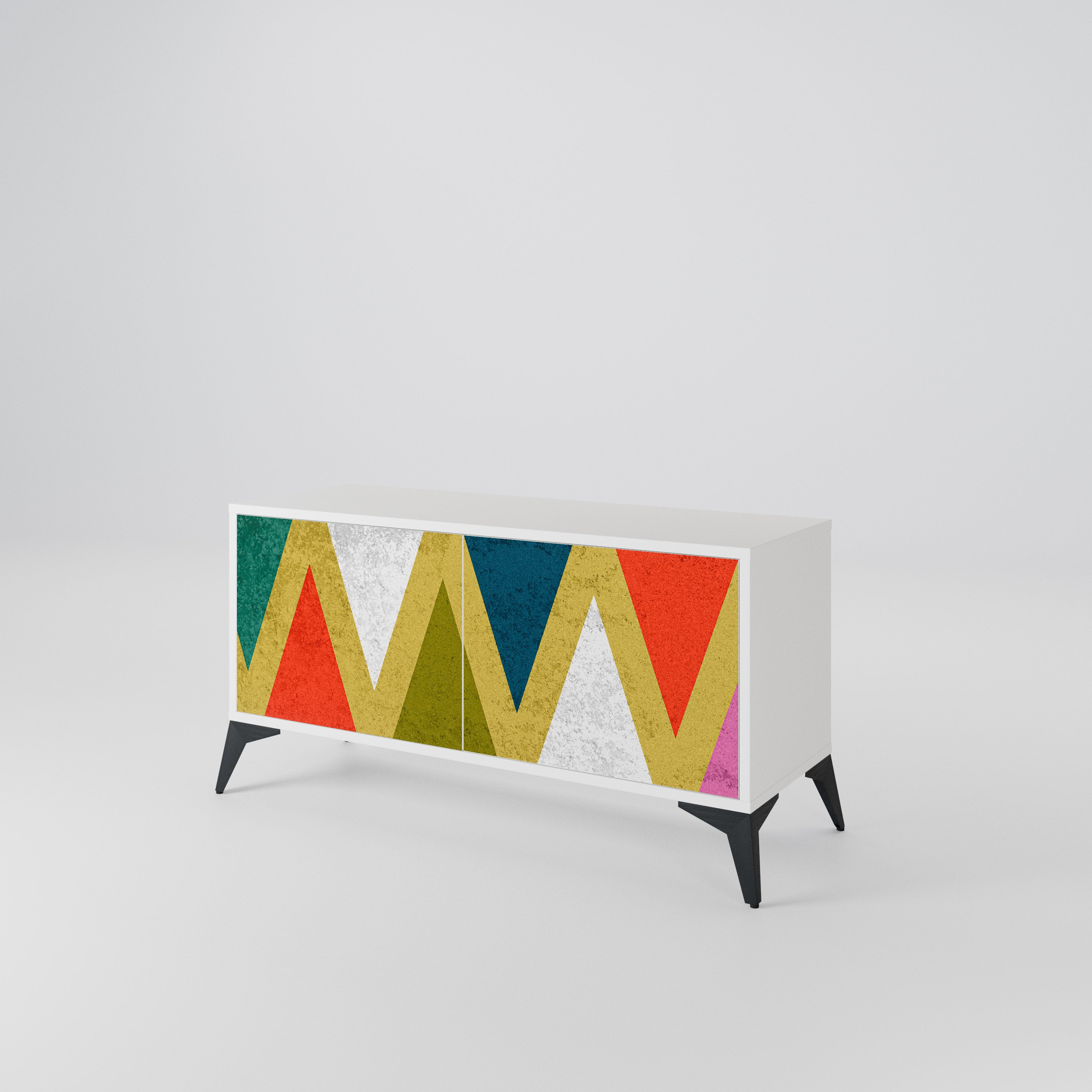 COLORFUL TRIANGLES Mueble de TV Compacto de 2 puertas