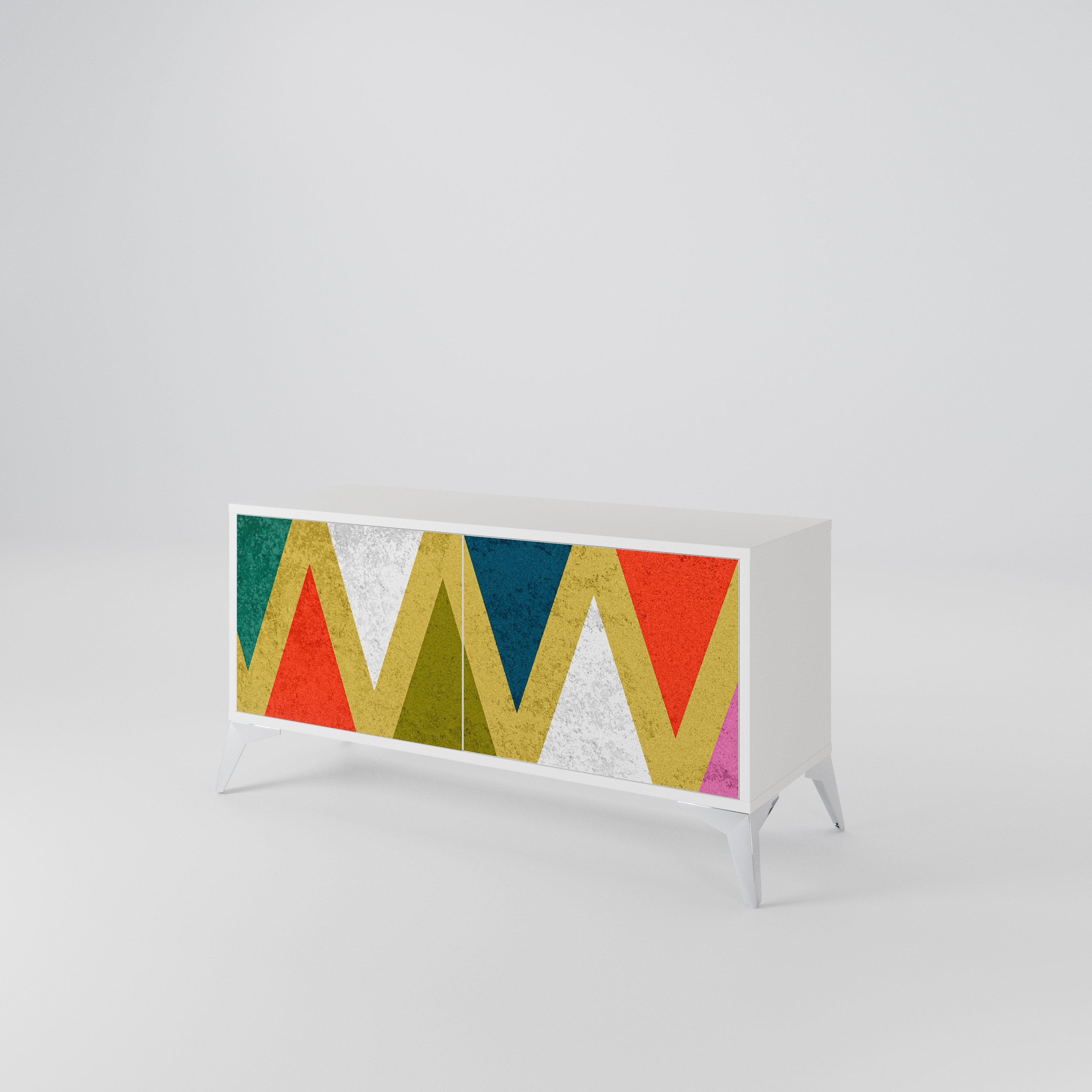 COLORFUL TRIANGLES Mueble de TV Compacto de 2 puertas