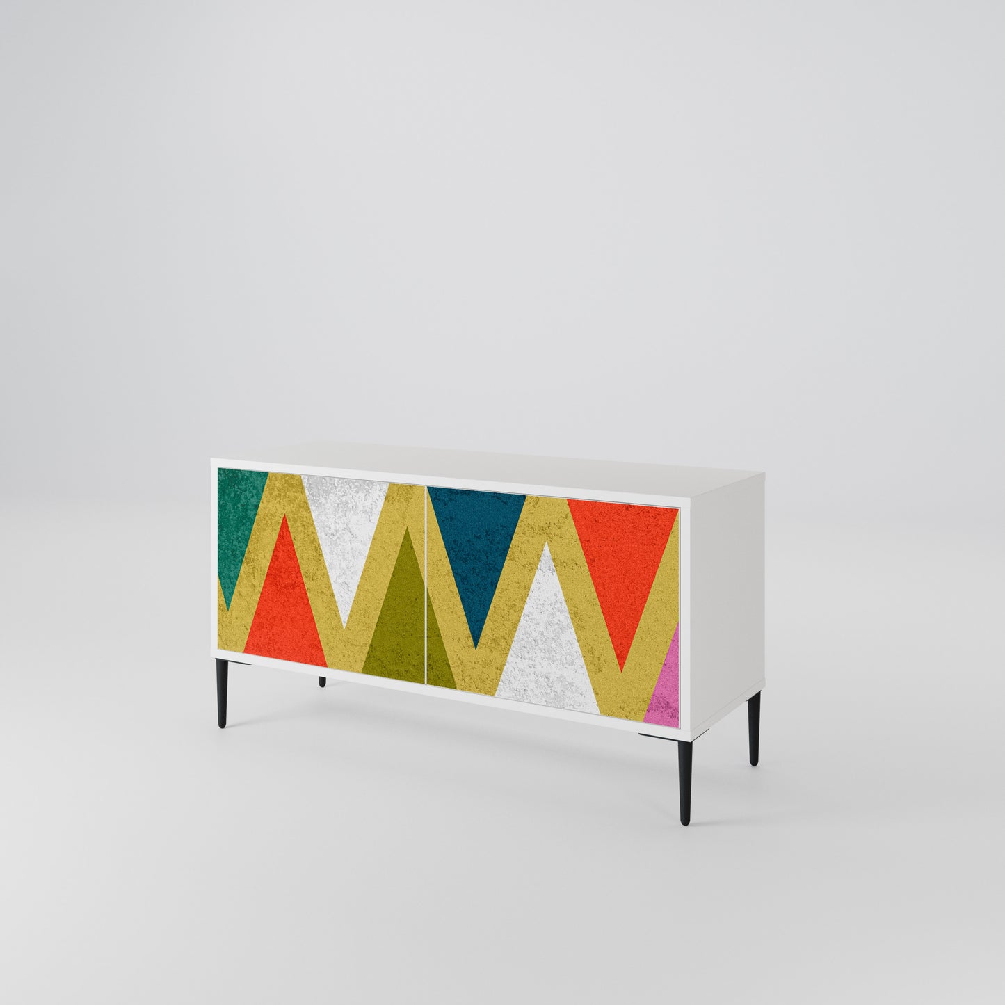 COLORFUL TRIANGLES Mueble de TV Compacto de 2 puertas