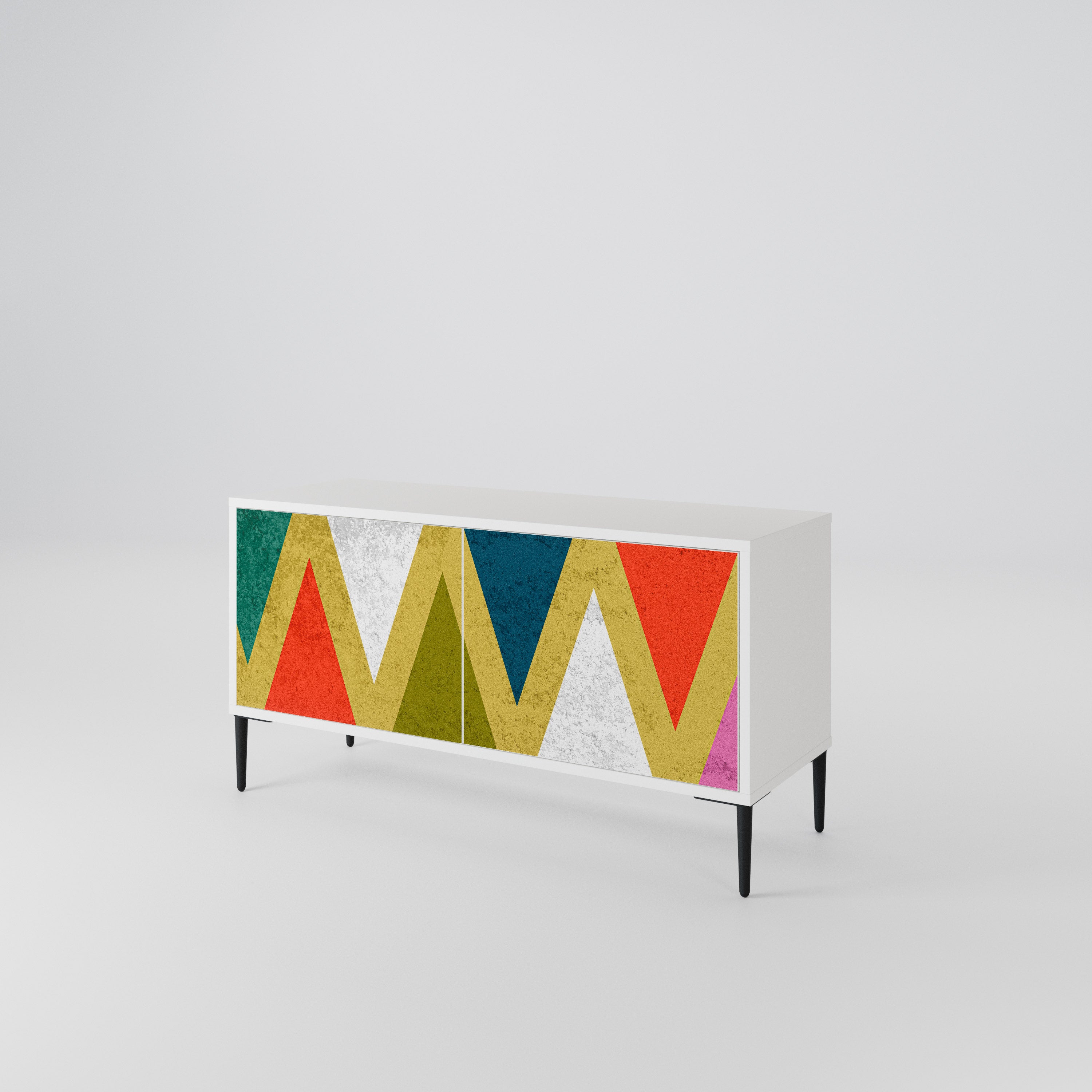 COLORFUL TRIANGLES Mueble de TV Compacto de 2 puertas