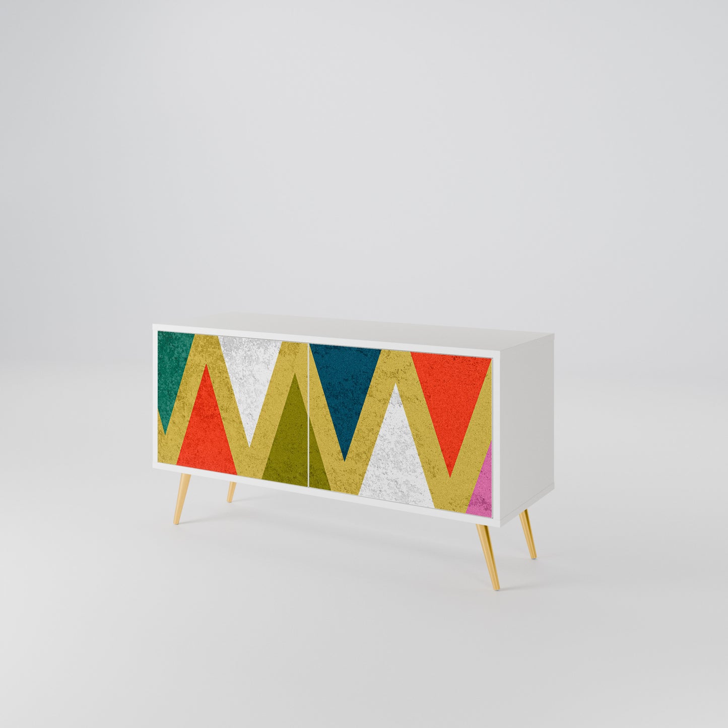 COLORFUL TRIANGLES Mueble de TV Compacto de 2 puertas