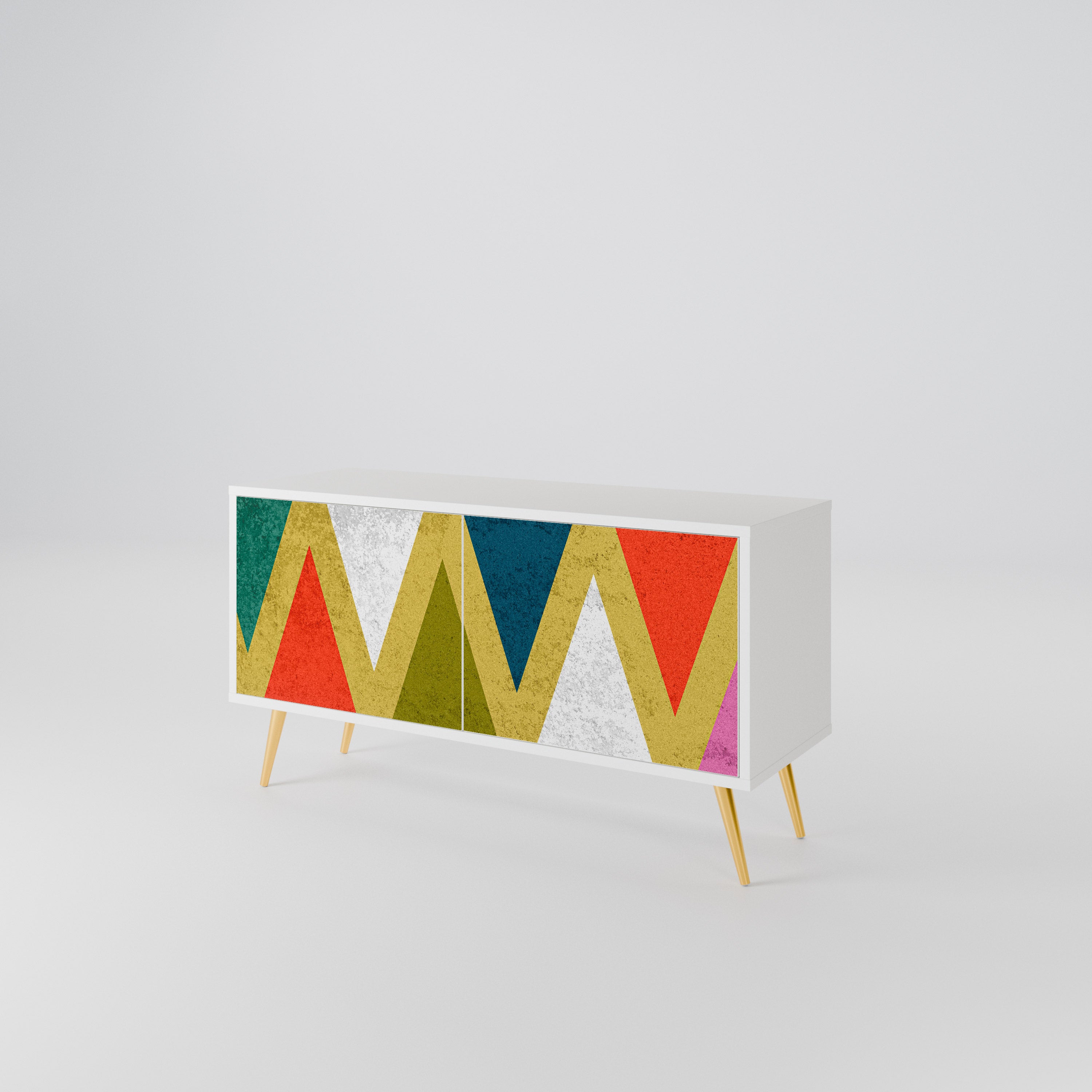 COLORFUL TRIANGLES Mueble de TV Compacto de 2 puertas