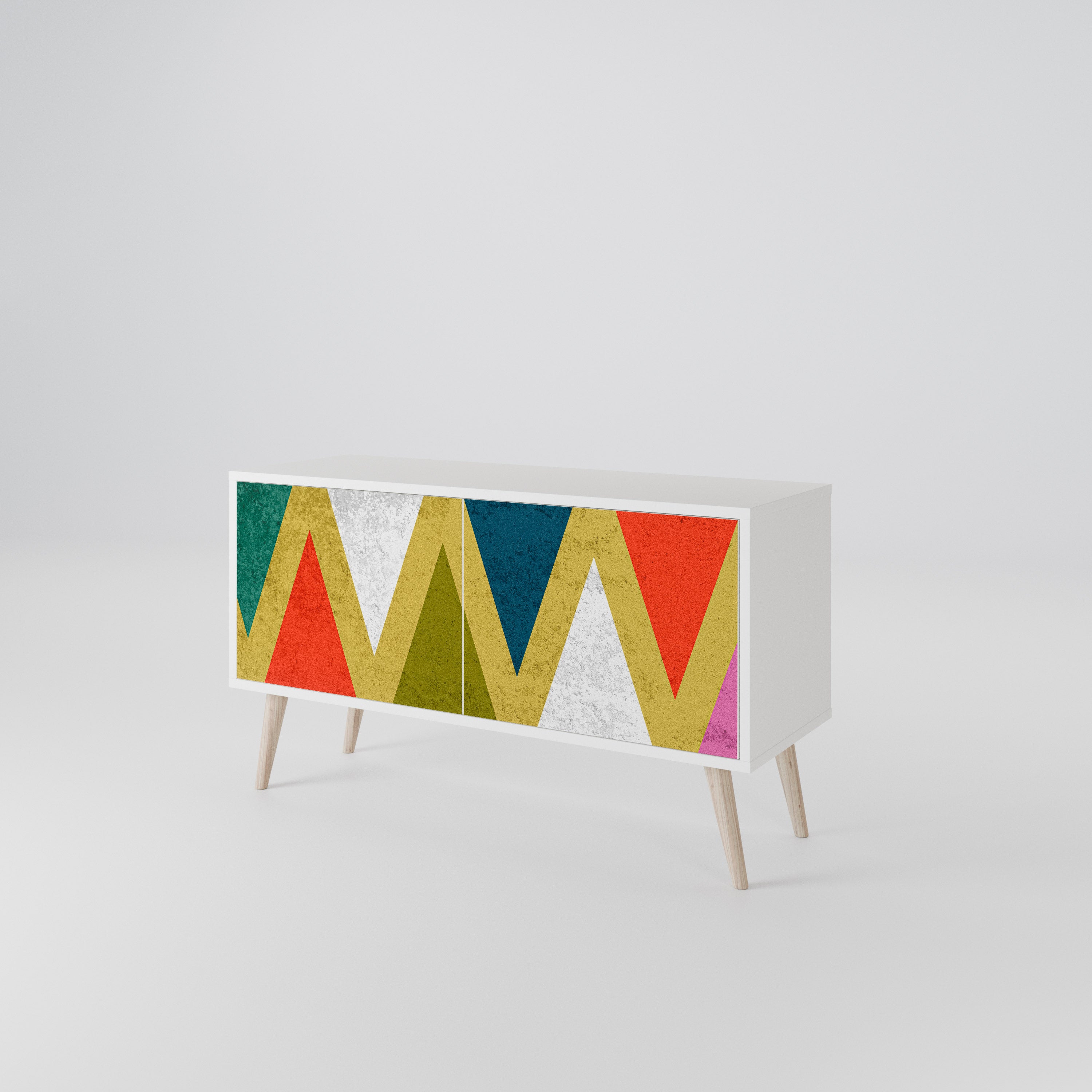 COLORFUL TRIANGLES Mueble de TV Compacto de 2 puertas