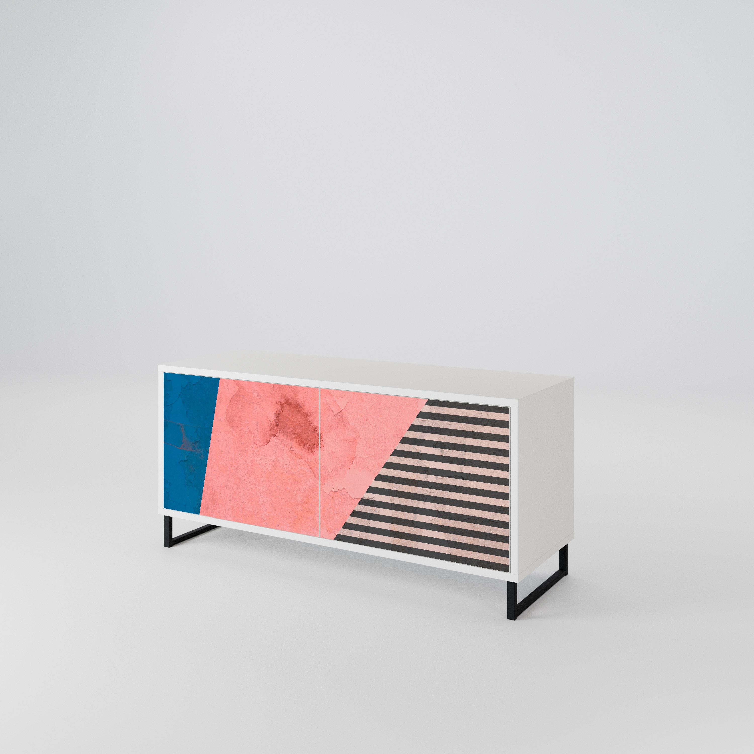 GLAMOROUS STRIPE Mueble de TV Compacto de 2 puertas