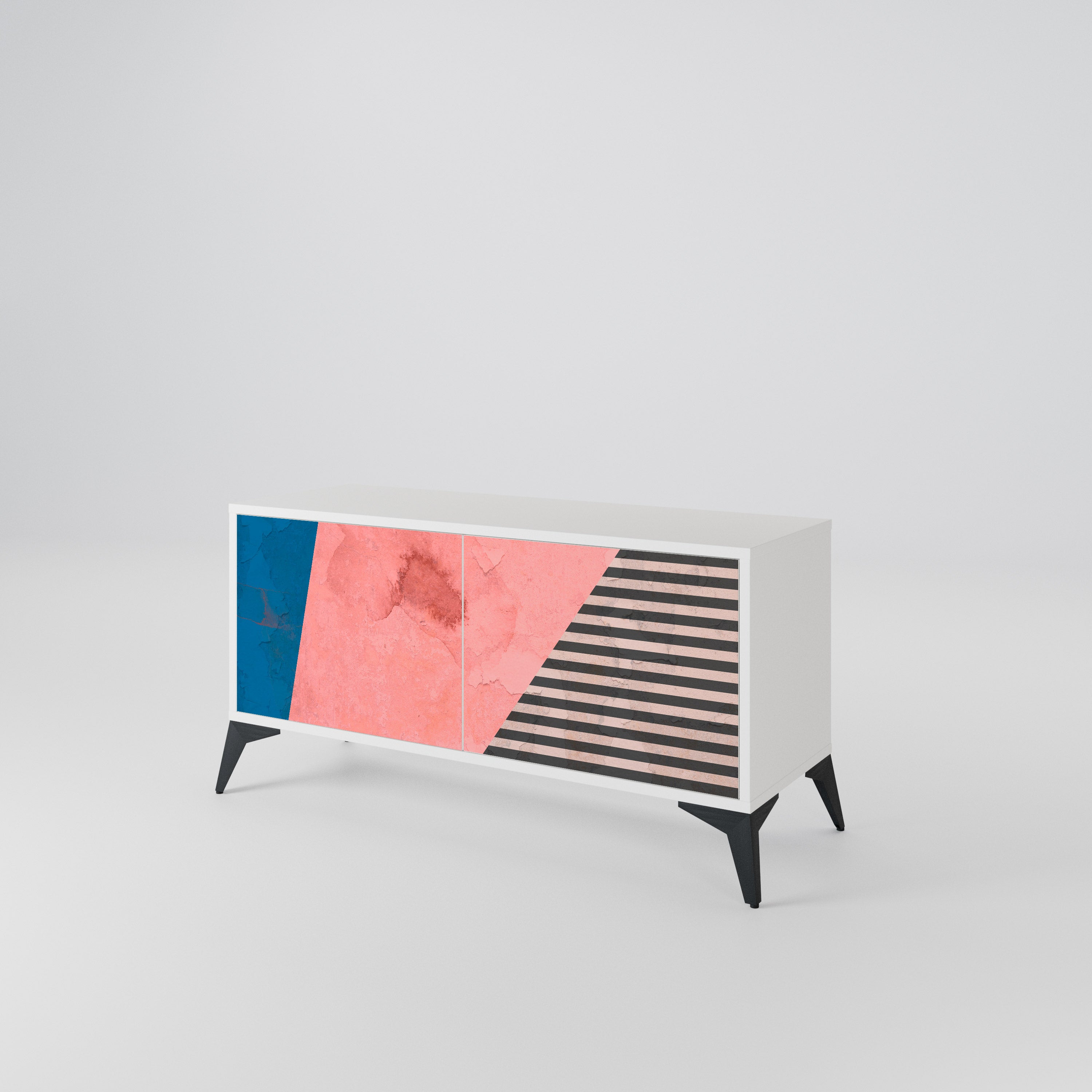 GLAMOROUS STRIPE Mueble de TV Compacto de 2 puertas