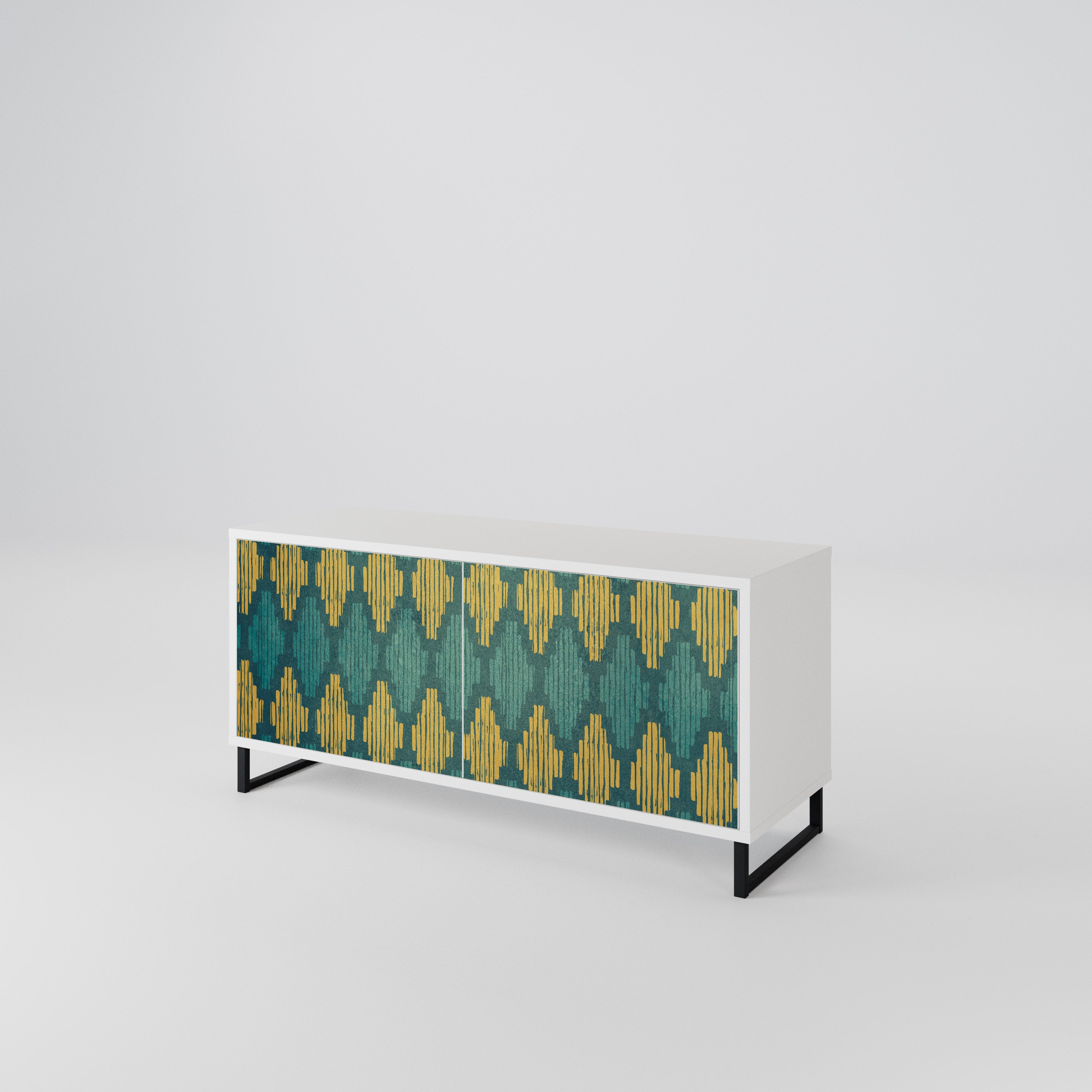 POLYGONS Mueble de TV Compacto de 2 puertas