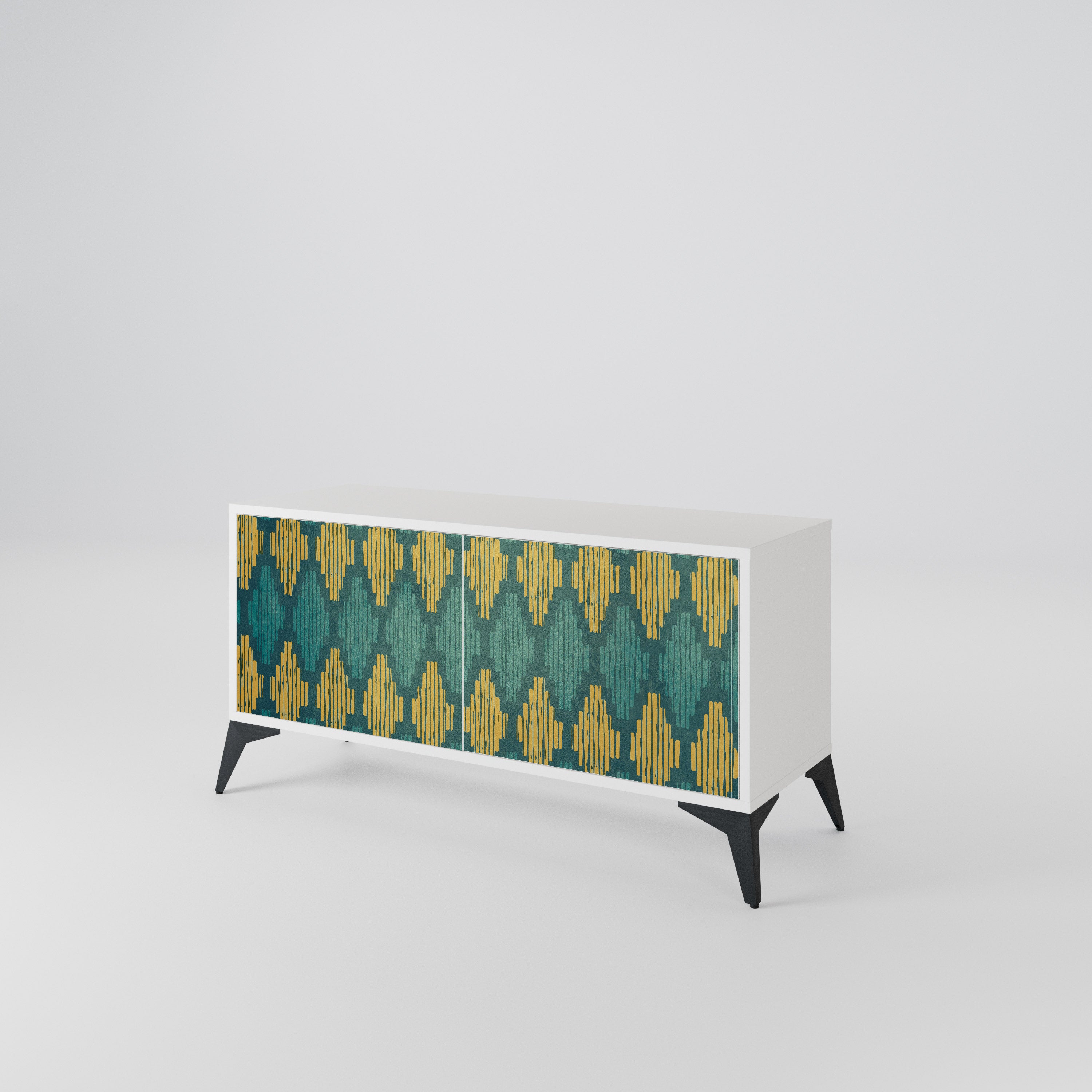 POLYGONS Mueble de TV Compacto de 2 puertas