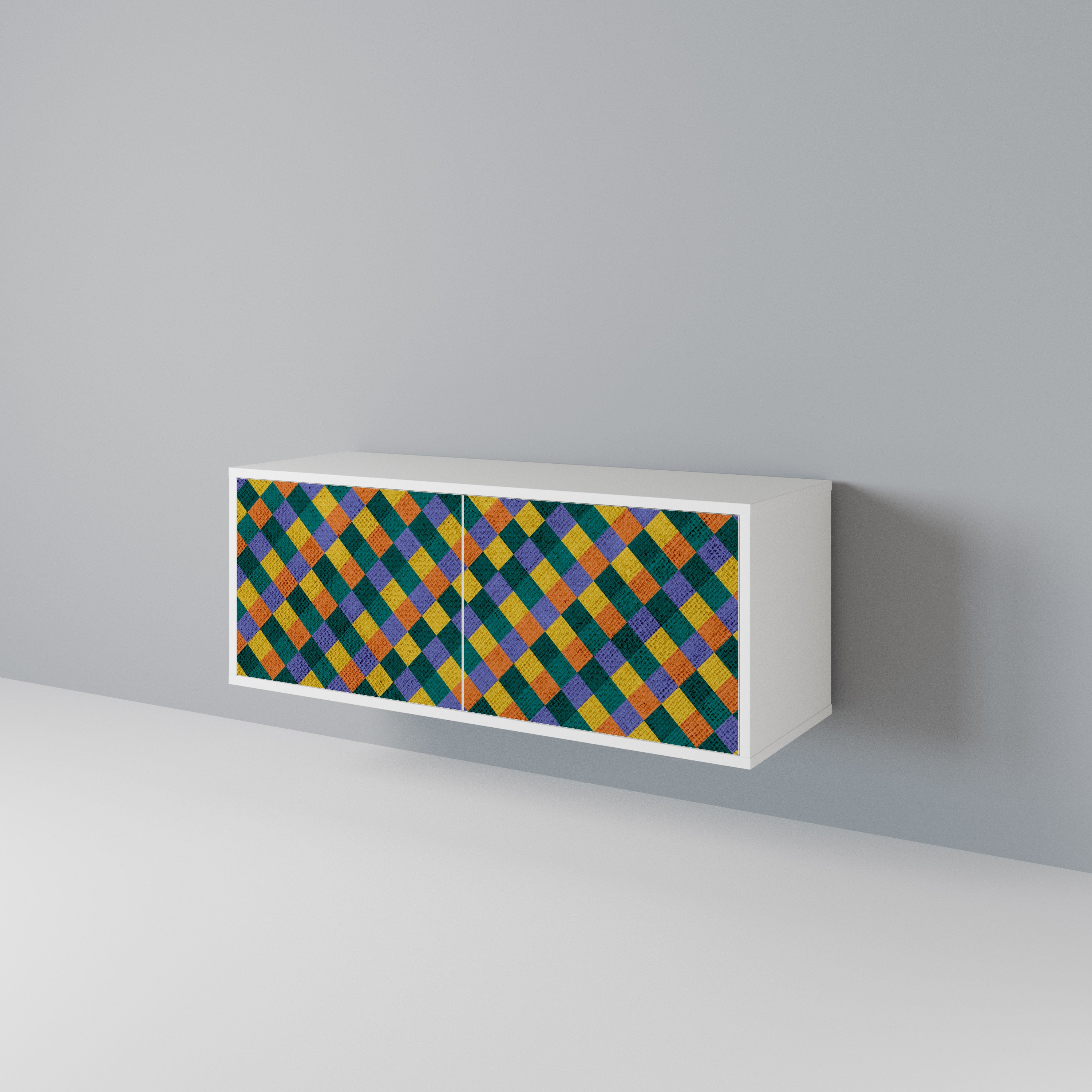PAINTED SQUARES MIX Mueble de TV Compacto de 2 puertas