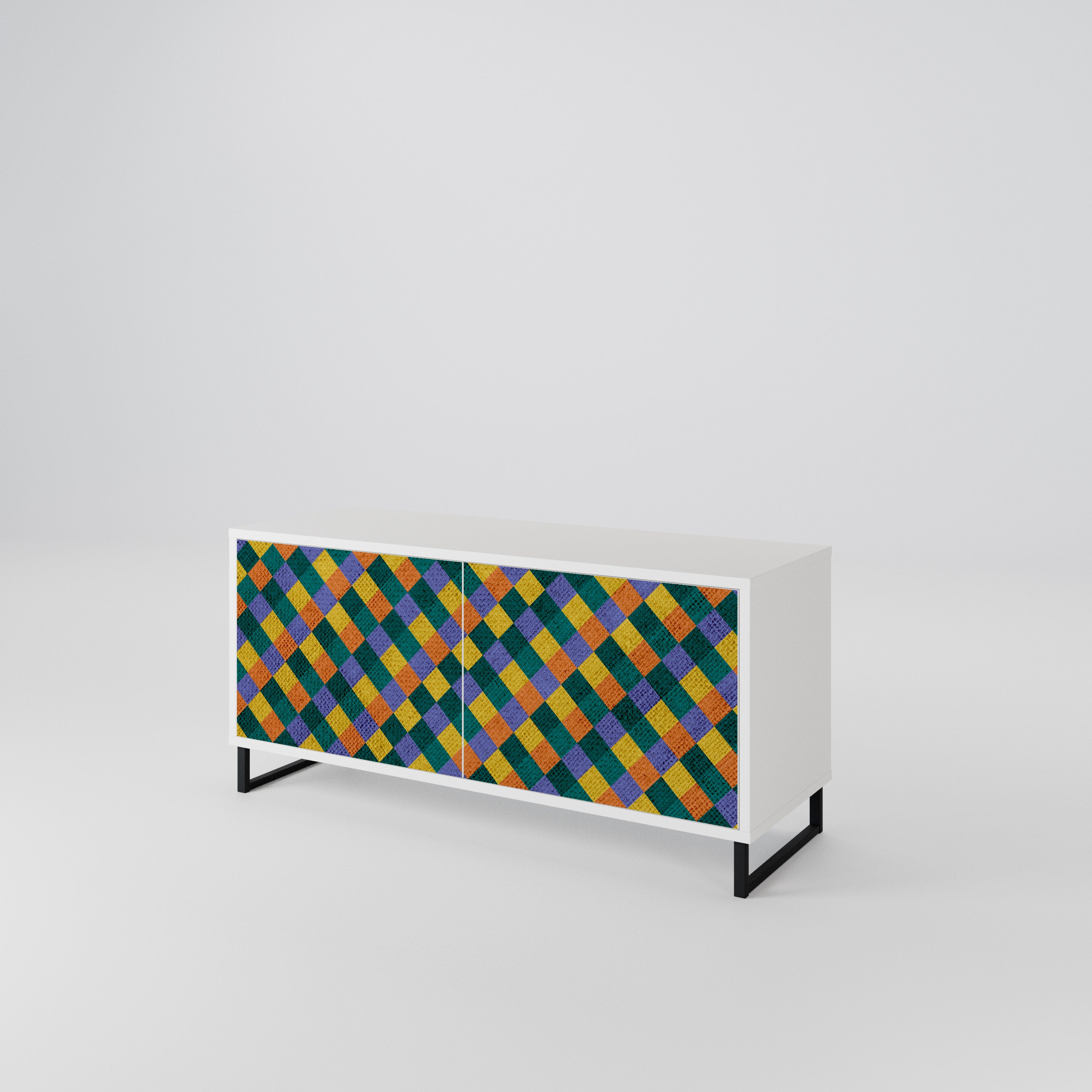 PAINTED SQUARES MIX Mueble de TV Compacto de 2 puertas
