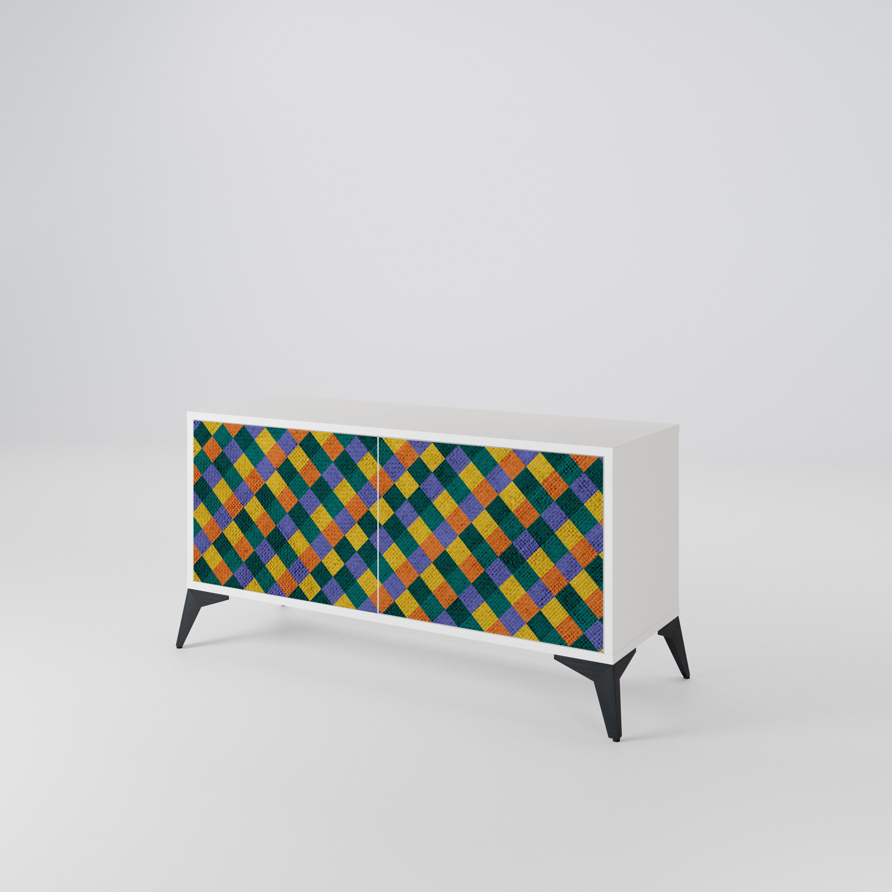 PAINTED SQUARES MIX Mueble de TV Compacto de 2 puertas