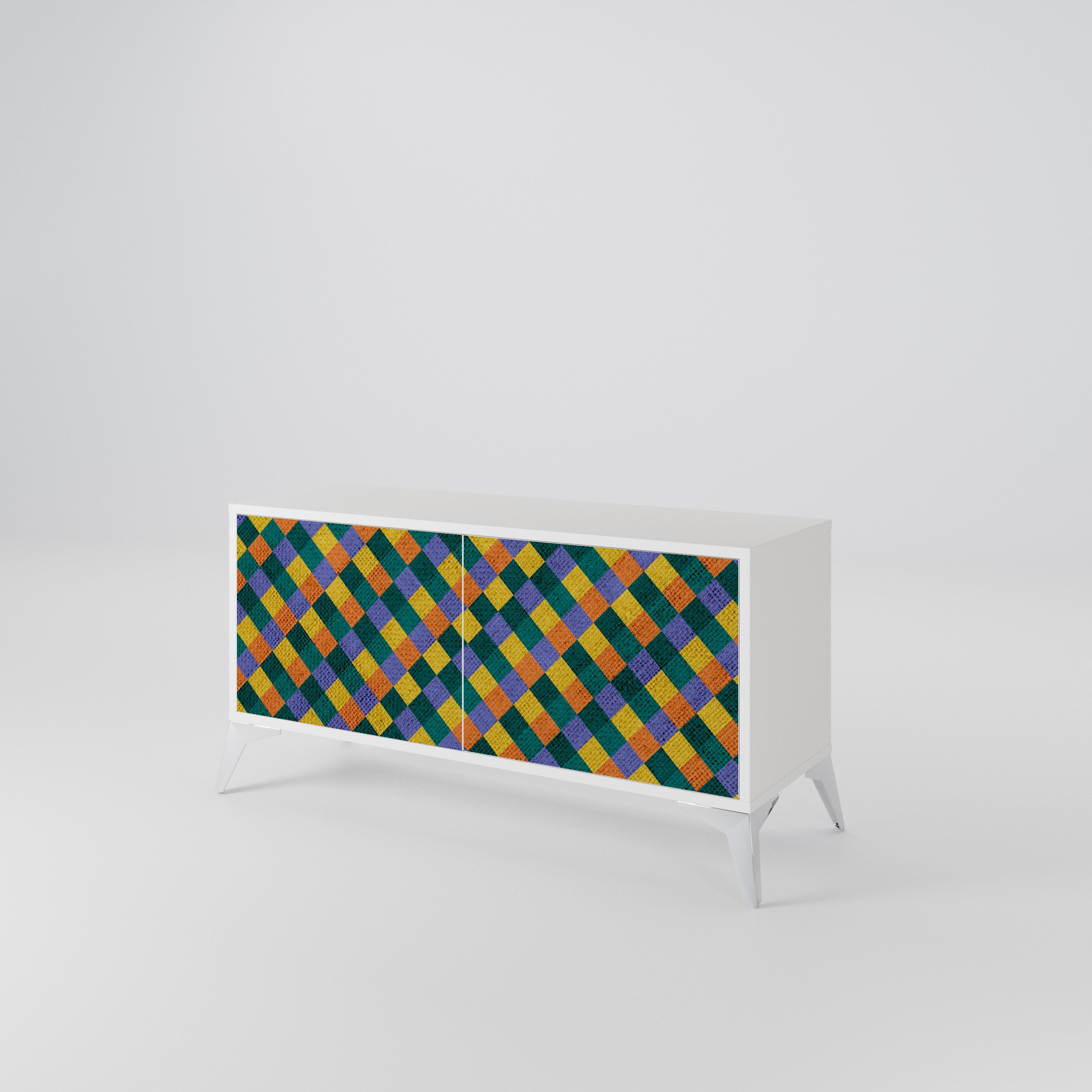PAINTED SQUARES MIX Mueble de TV Compacto de 2 puertas