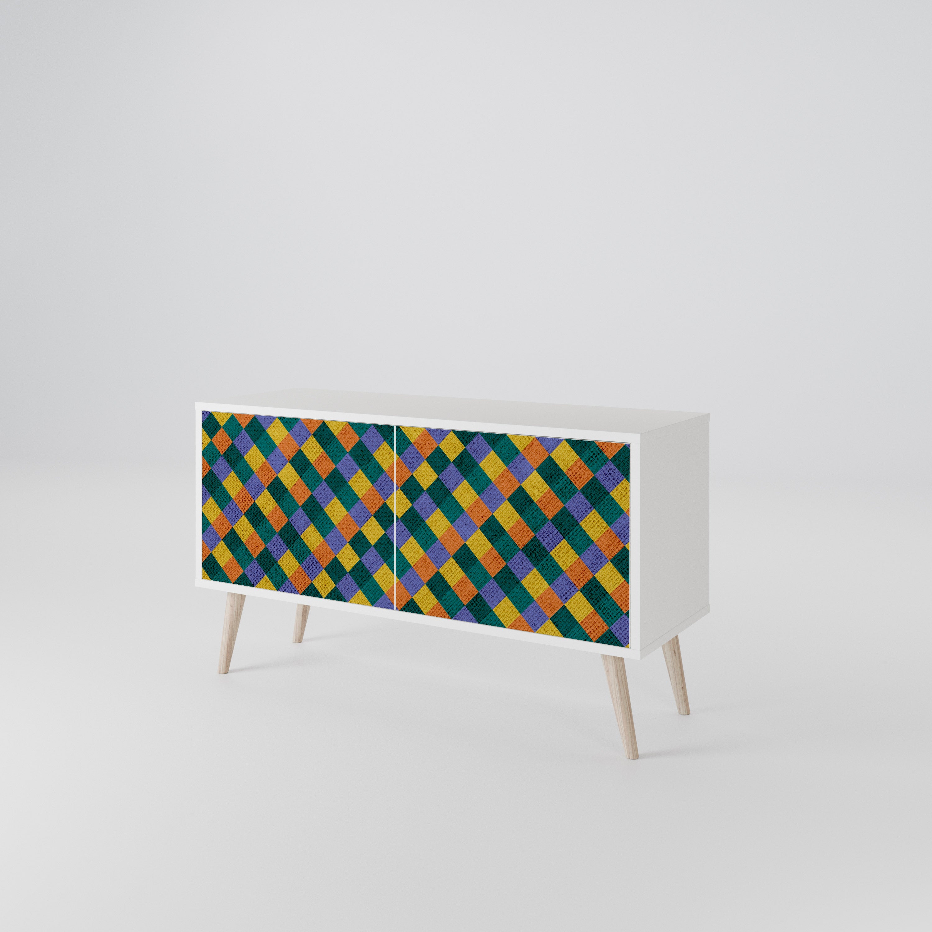 PAINTED SQUARES MIX Mueble de TV Compacto de 2 puertas