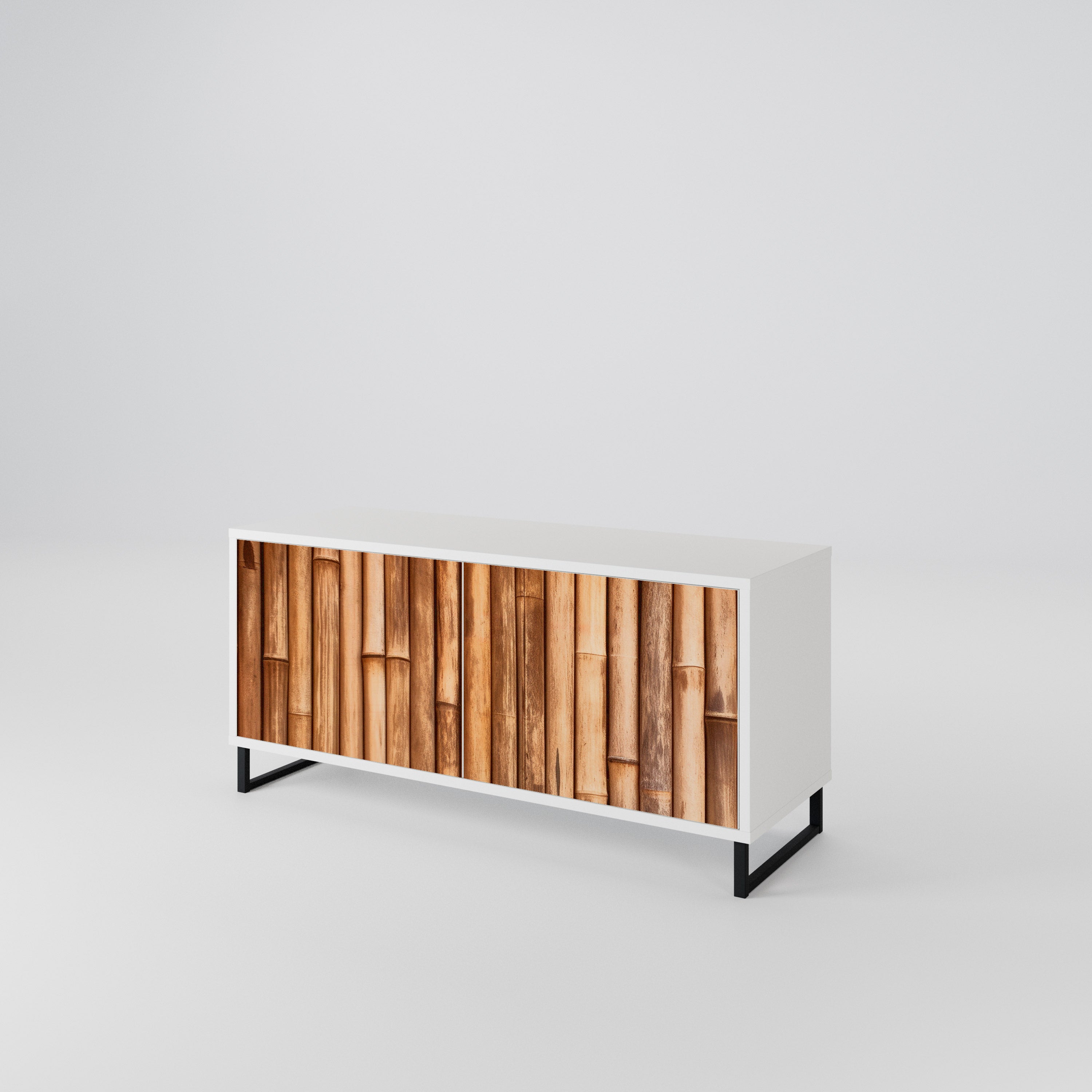 NATURAL WOOD Mueble de TV Compacto de 2 puertas