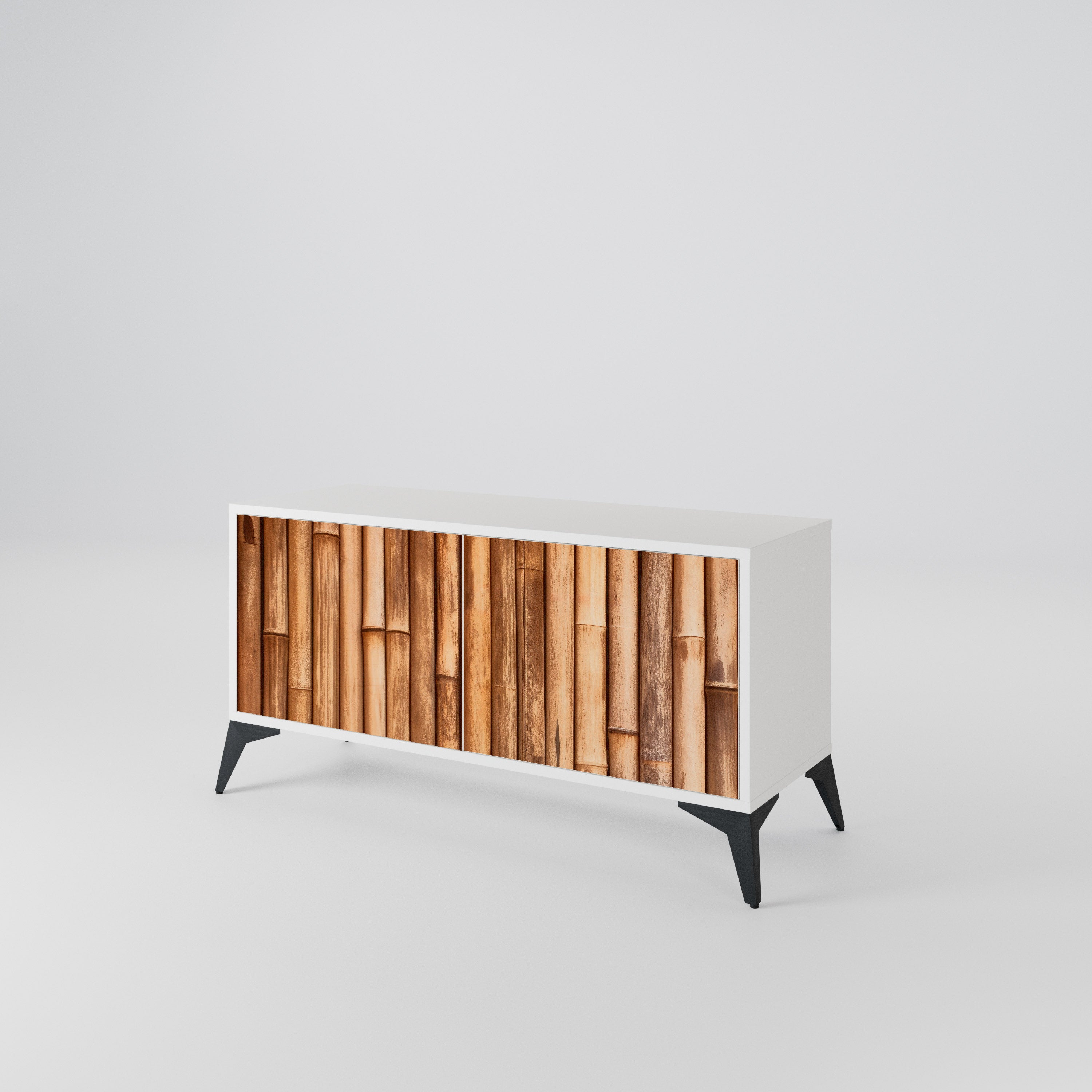 NATURAL WOOD Mueble de TV Compacto de 2 puertas