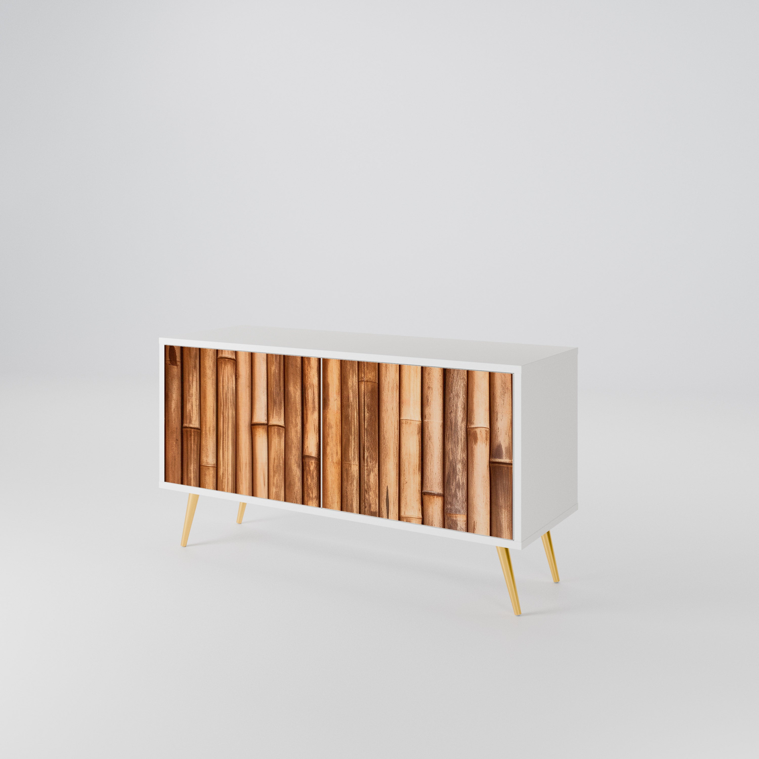 NATURAL WOOD Mueble de TV Compacto de 2 puertas