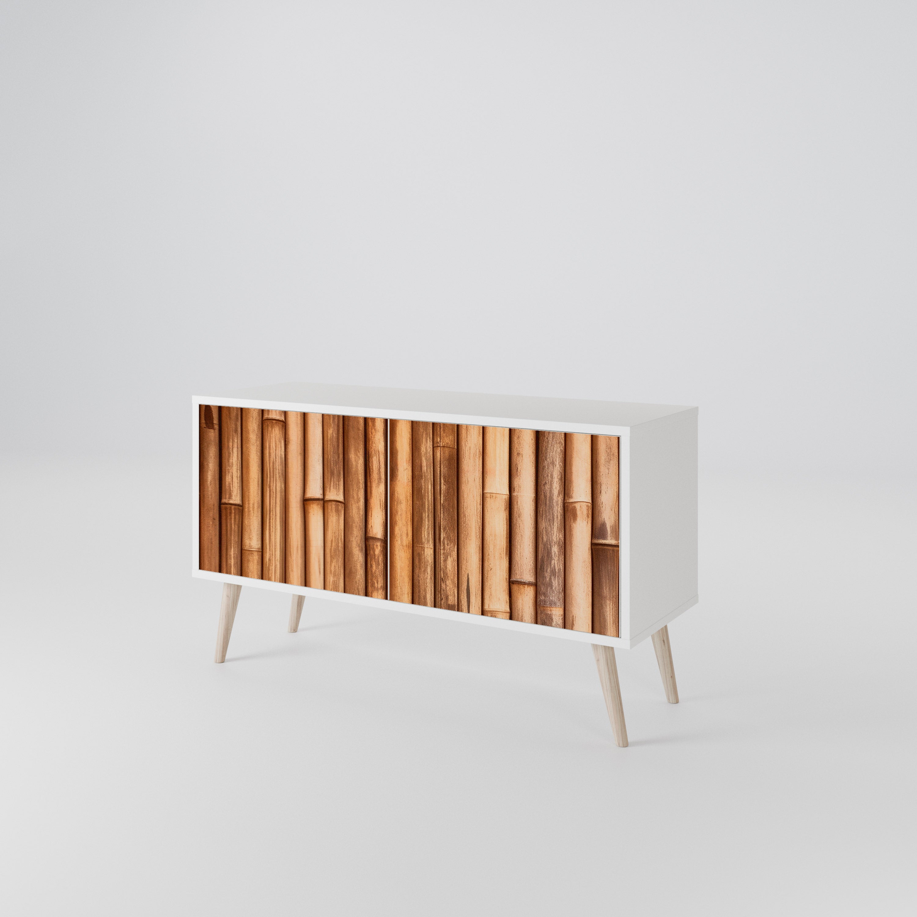 NATURAL WOOD Mueble de TV Compacto de 2 puertas