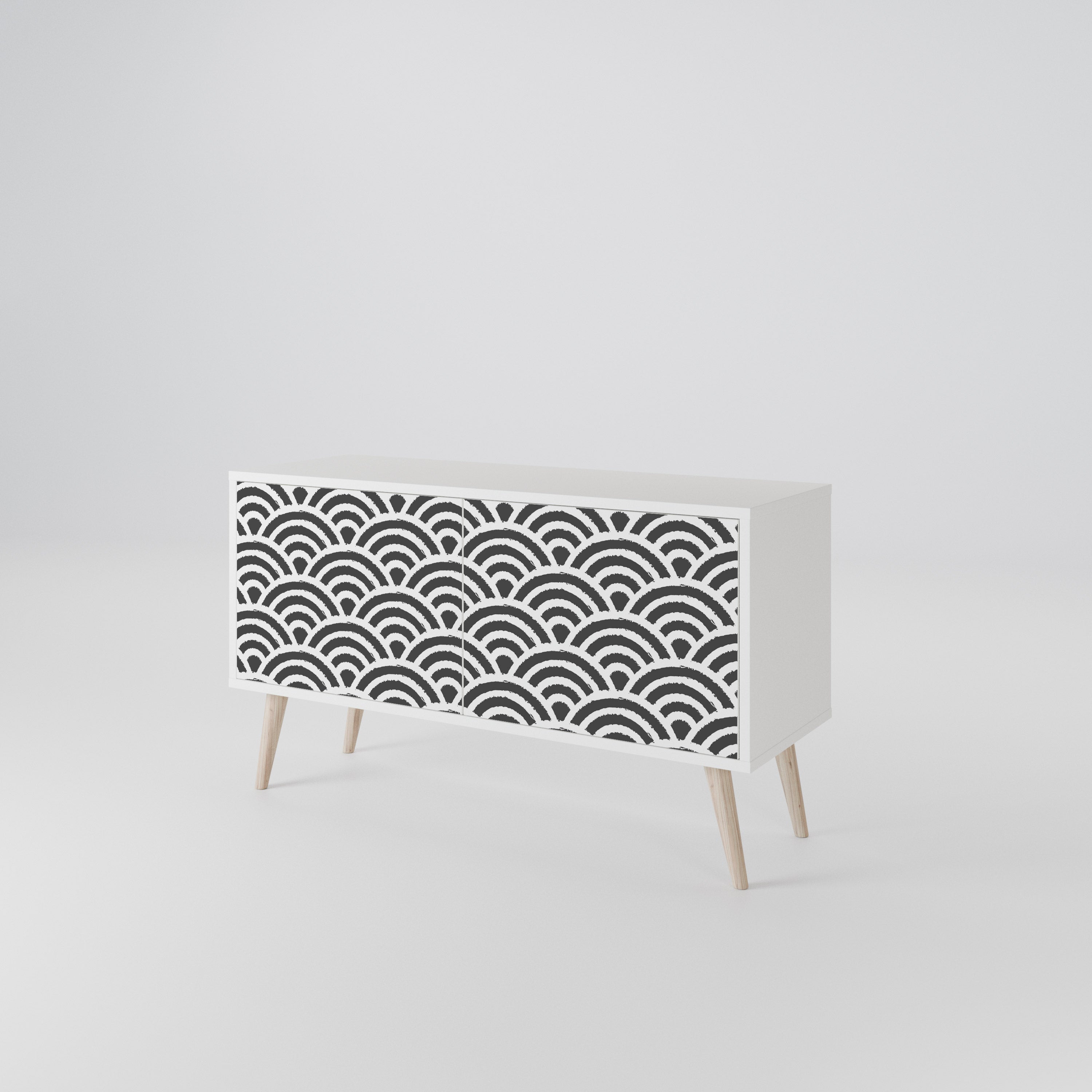GLOOMY HOST Mueble de TV Compacto de 2 puertas