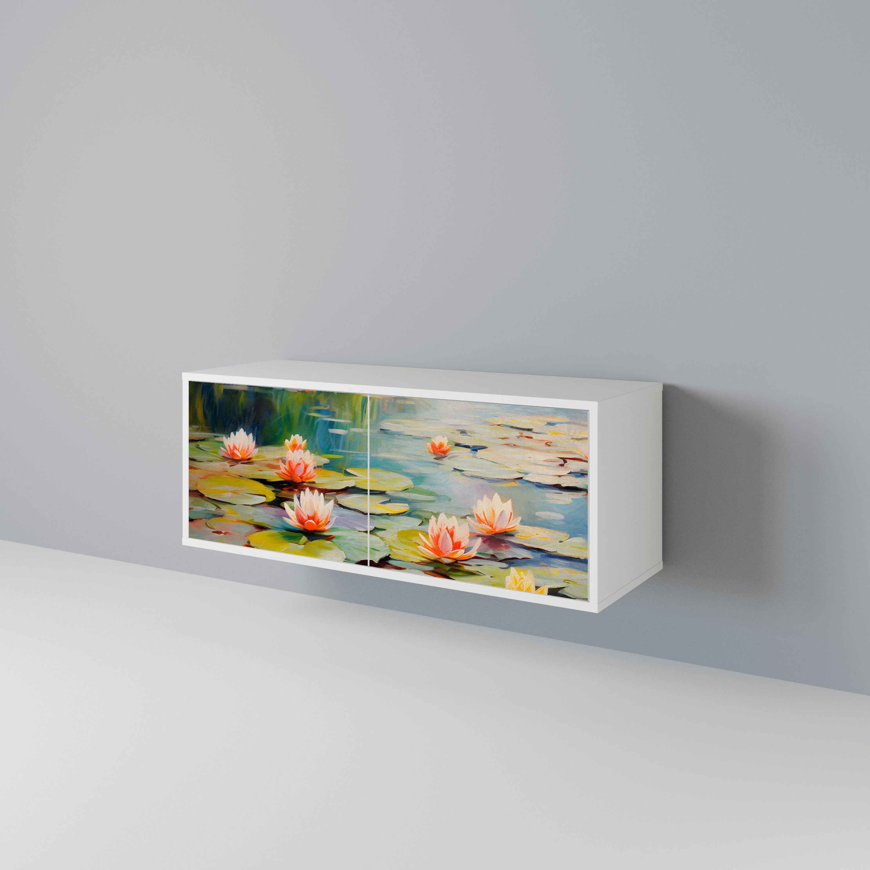 BLOOMING WATERS Mueble de TV Compacto de 2 puertas