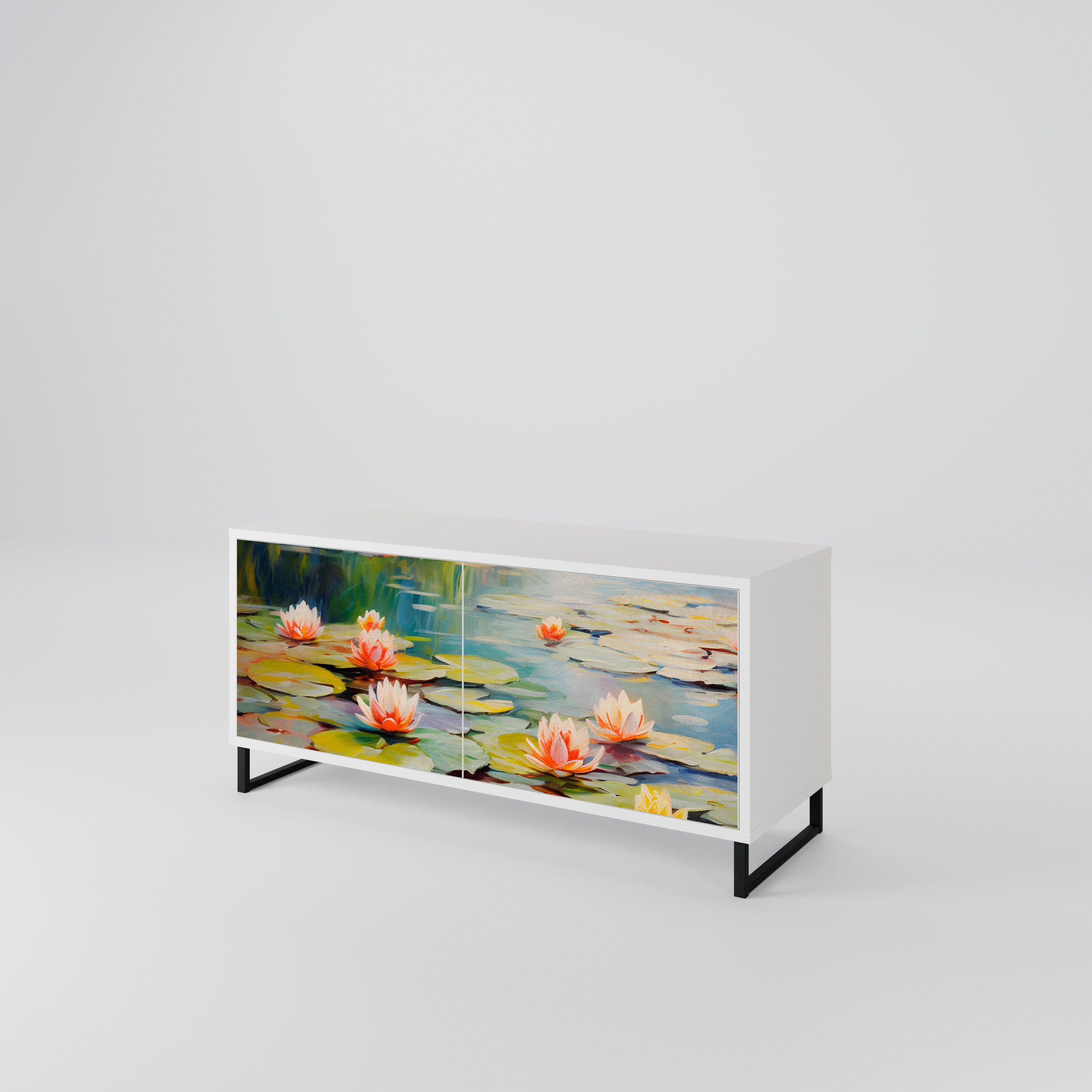 BLOOMING WATERS Mueble de TV Compacto de 2 puertas