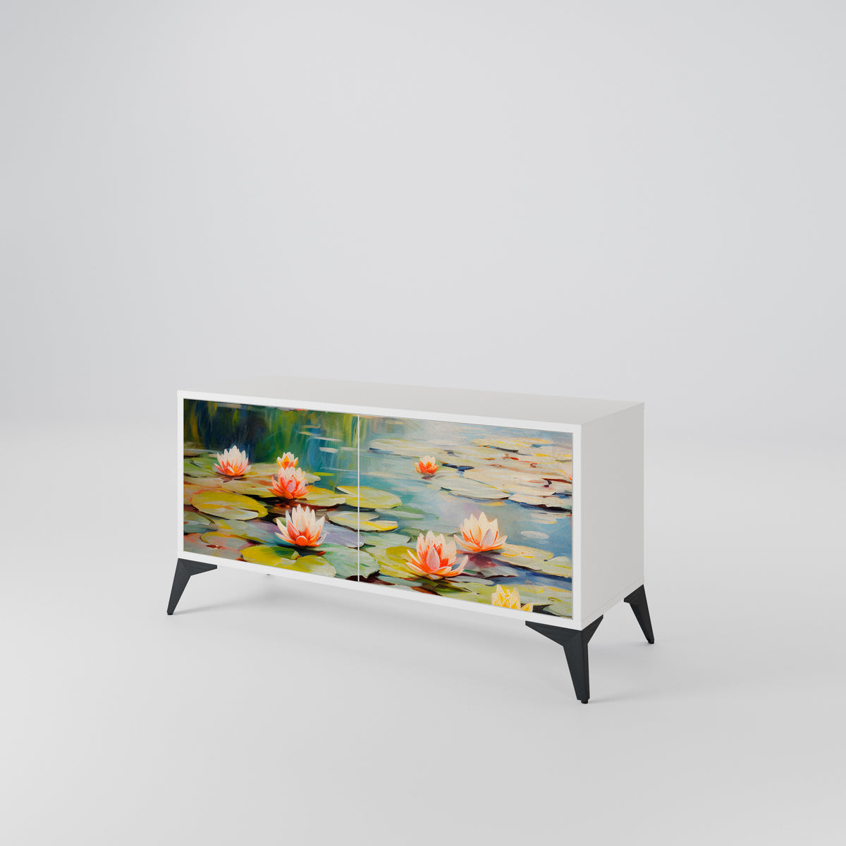 BLOOMING WATERS Mueble de TV Compacto de 2 puertas