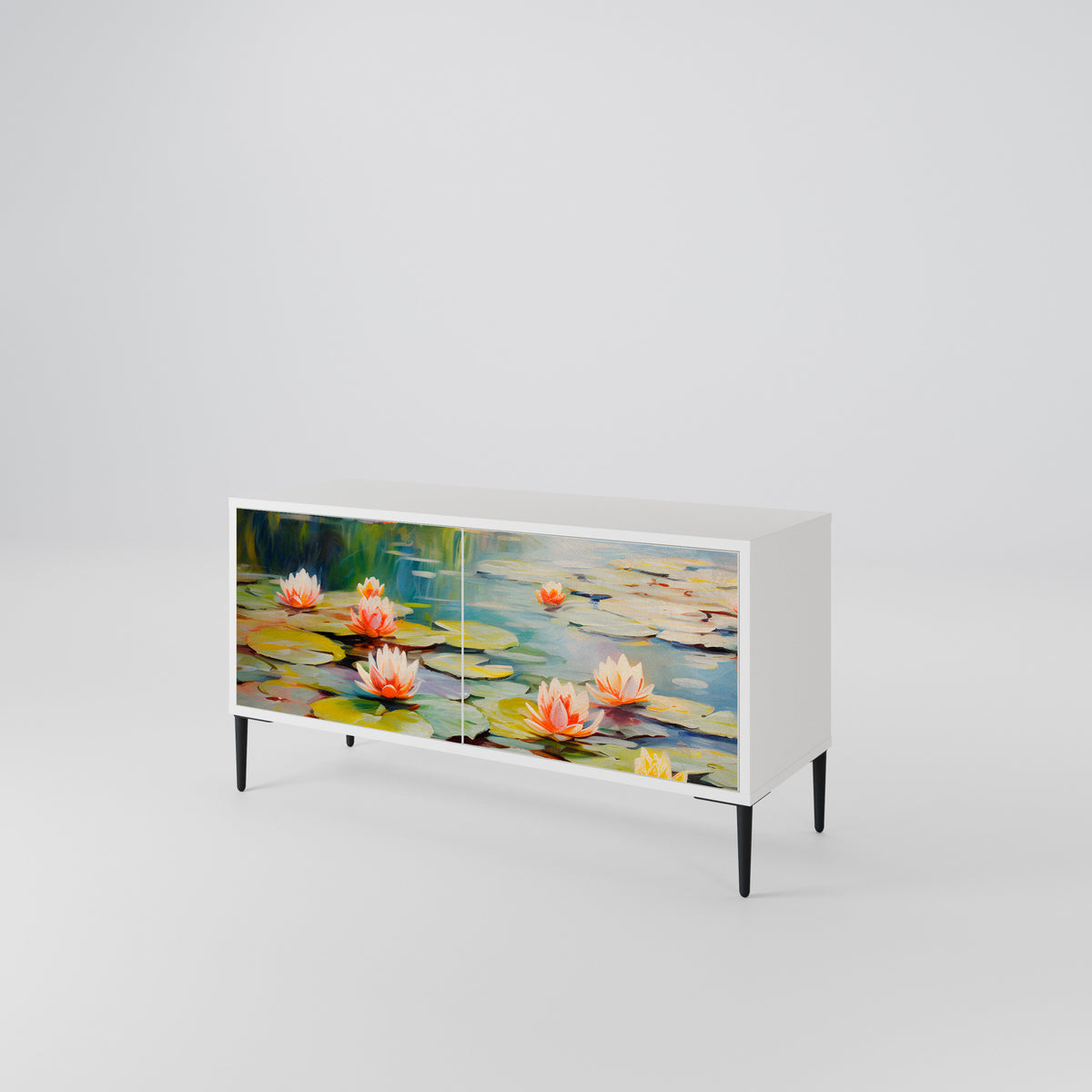 BLOOMING WATERS Mueble de TV Compacto de 2 puertas