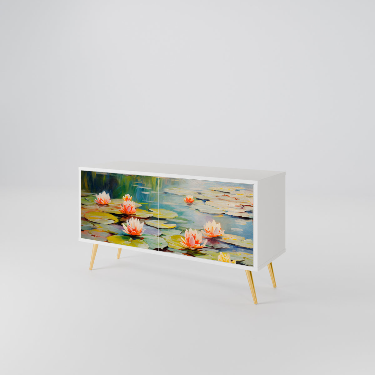 BLOOMING WATERS Mueble de TV Compacto de 2 puertas