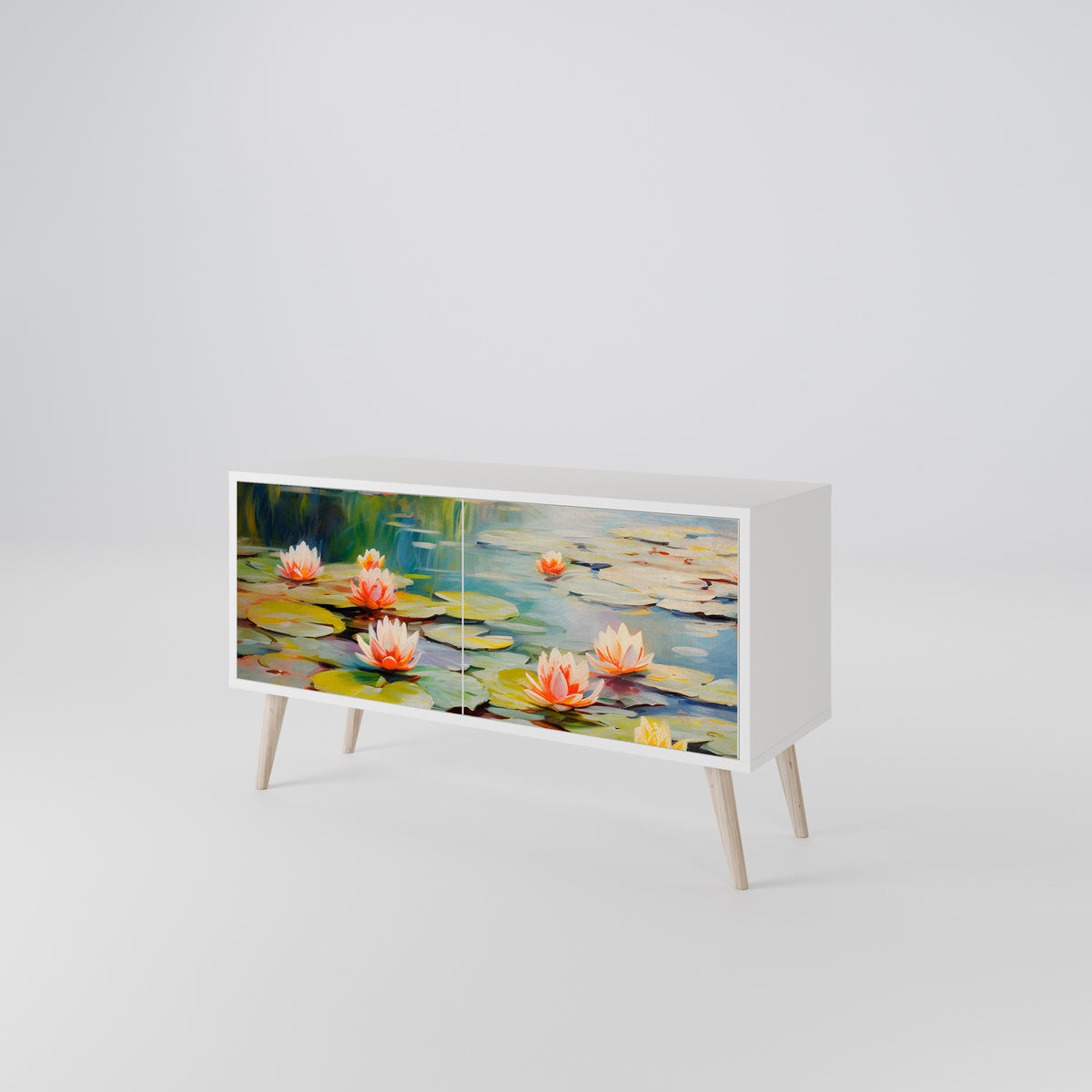 BLOOMING WATERS Mueble de TV Compacto de 2 puertas