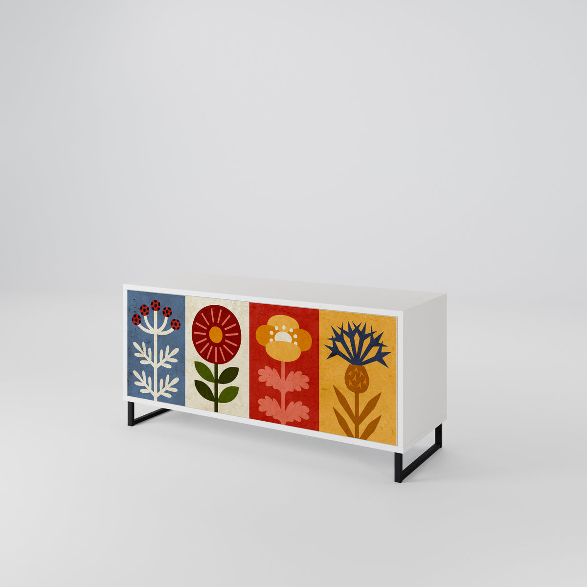 SCANDIC FLOWERET Mueble de TV Compacto de 2 puertas