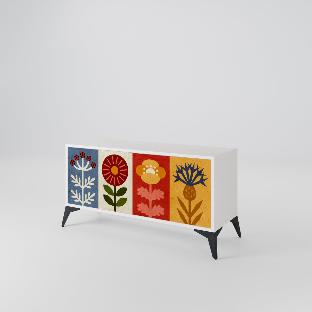 SCANDIC FLOWERET Mueble de TV Compacto de 2 puertas