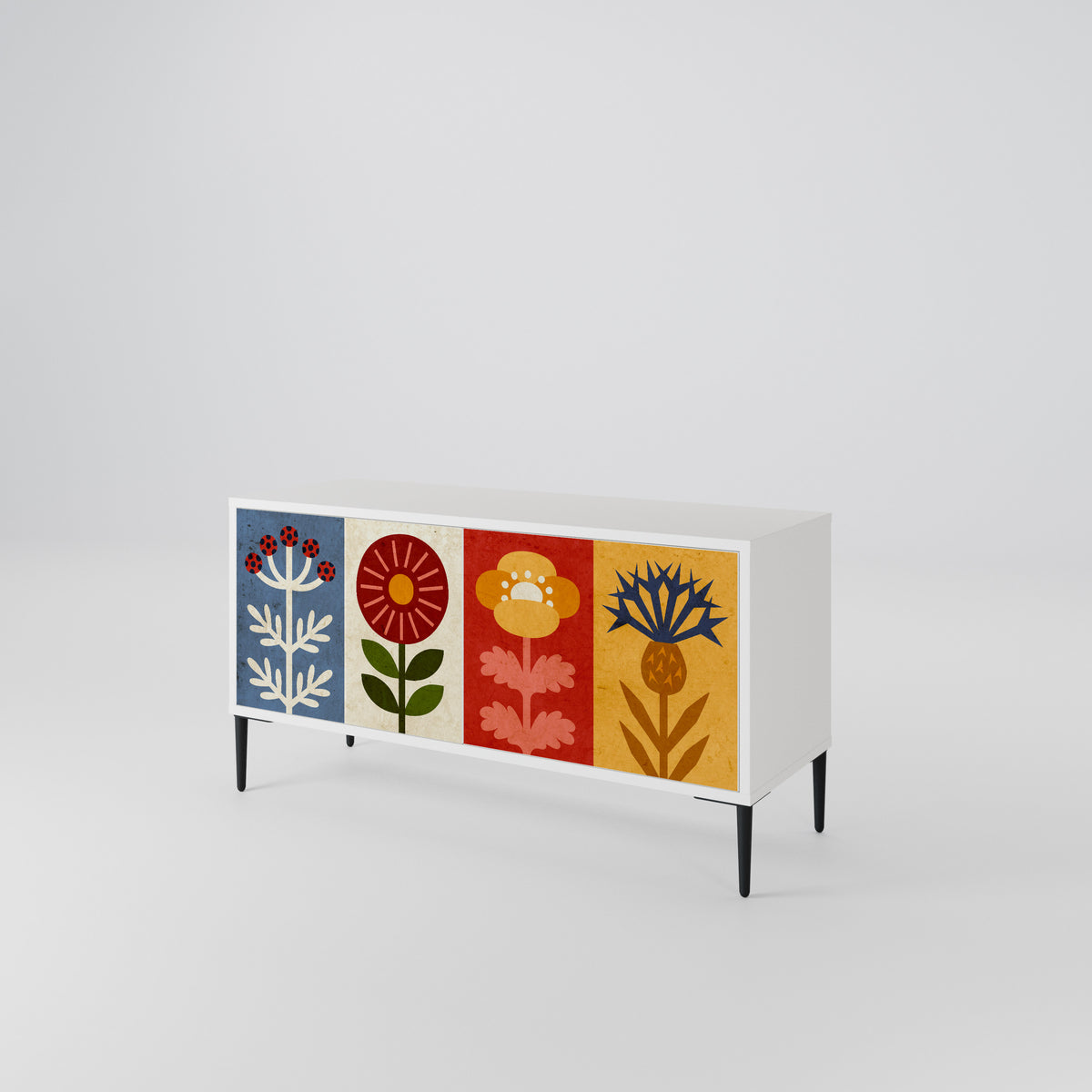 SCANDIC FLOWERET Mueble de TV Compacto de 2 puertas