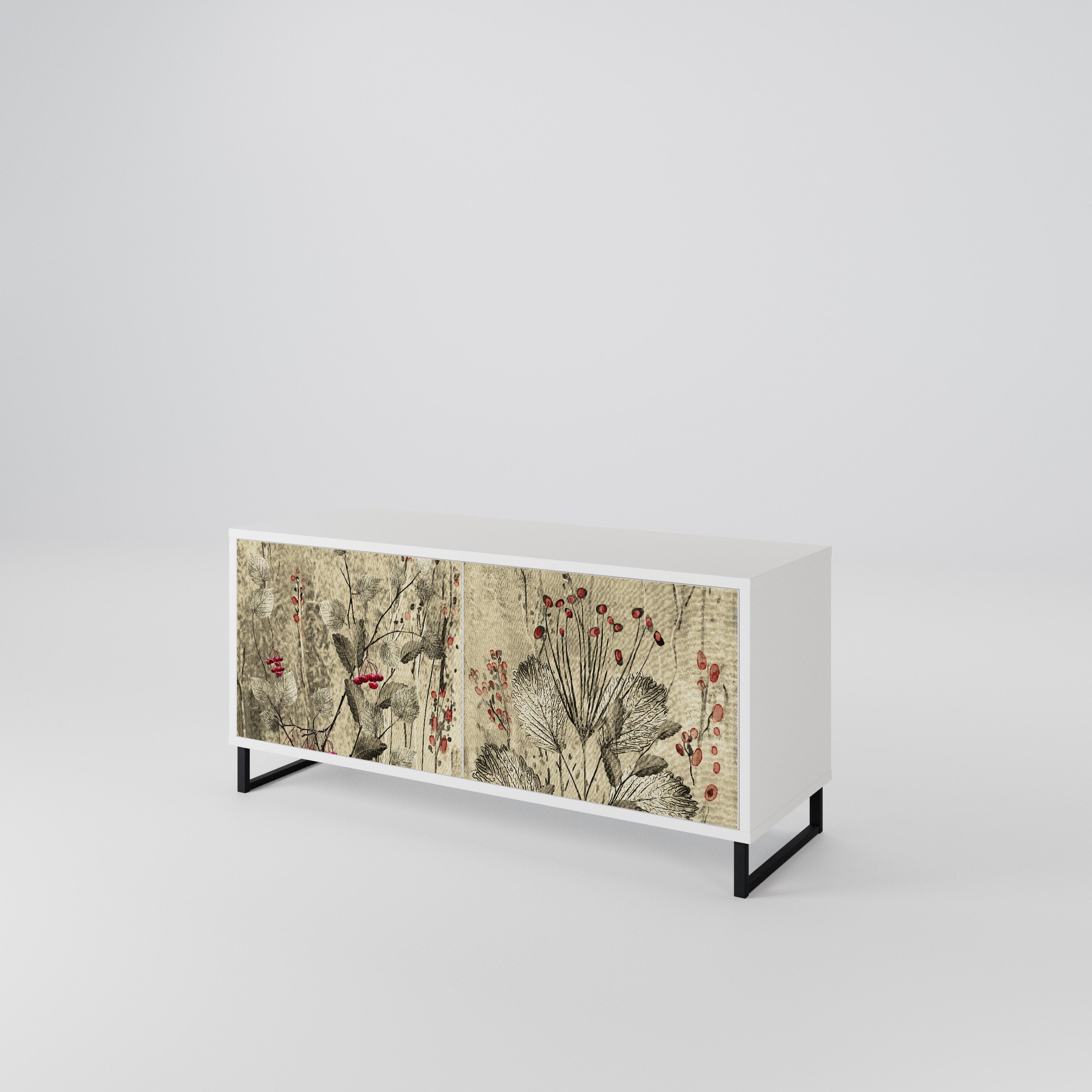 HERBAL GRACE Mueble de TV Compacto de 2 puertas