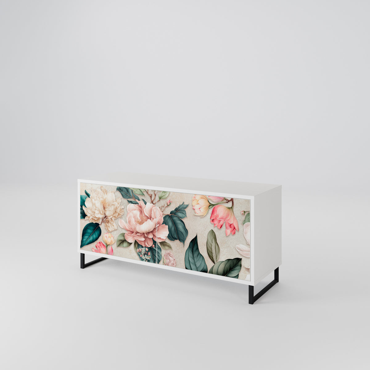 FLORAL GRACE Mueble de TV Compacto de 2 puertas