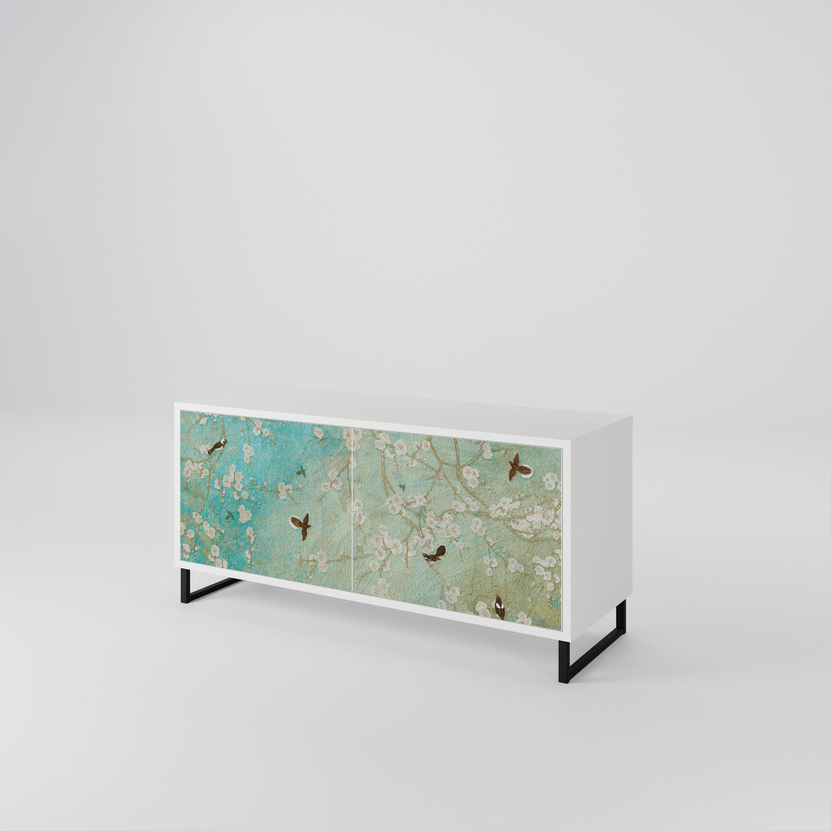 BLOOMING CHARM Mueble de TV Compacto de 2 puertas