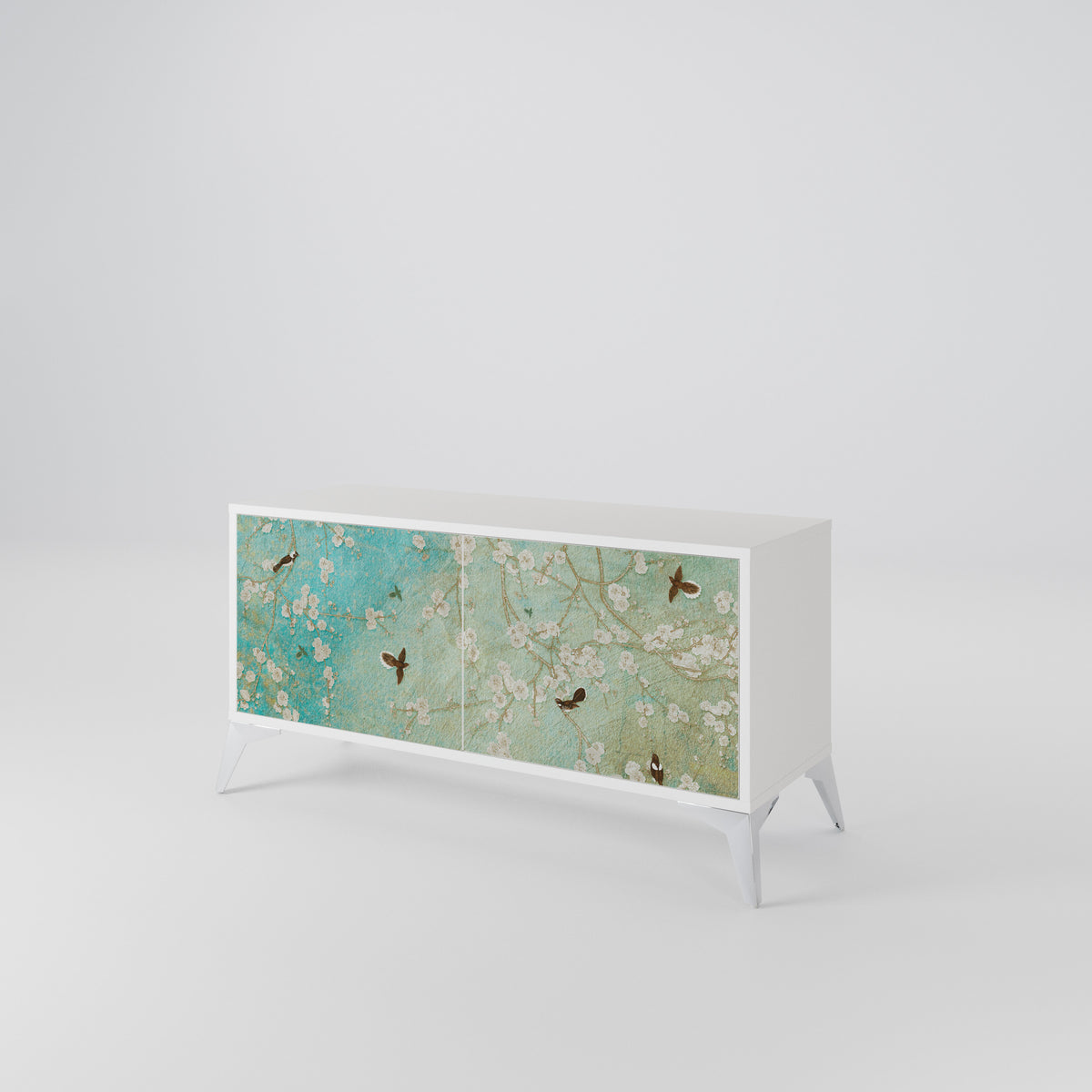 BLOOMING CHARM Mueble de TV Compacto de 2 puertas