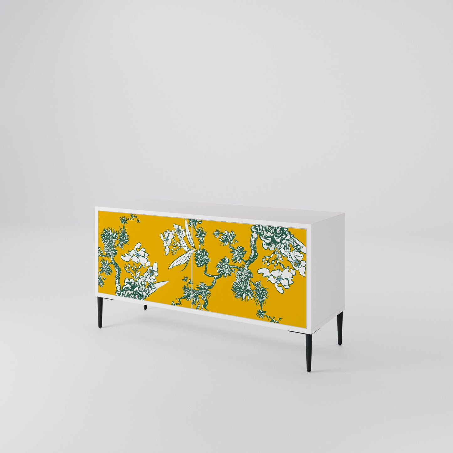 YELLOW CHINOISERIE Compact 2-Door TV Cabinet
