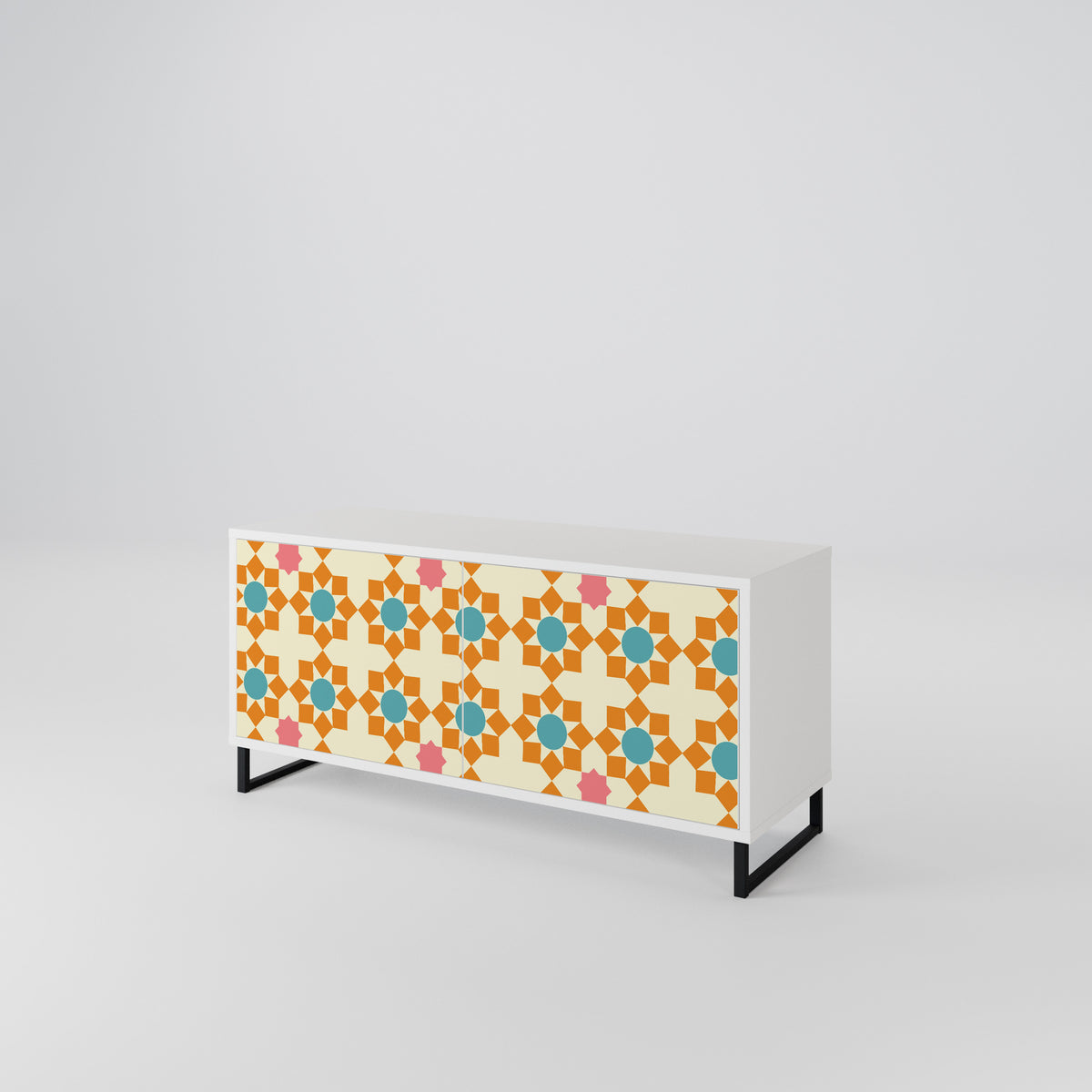 FLORAL DECOR Mueble de TV Compacto de 2 puertas