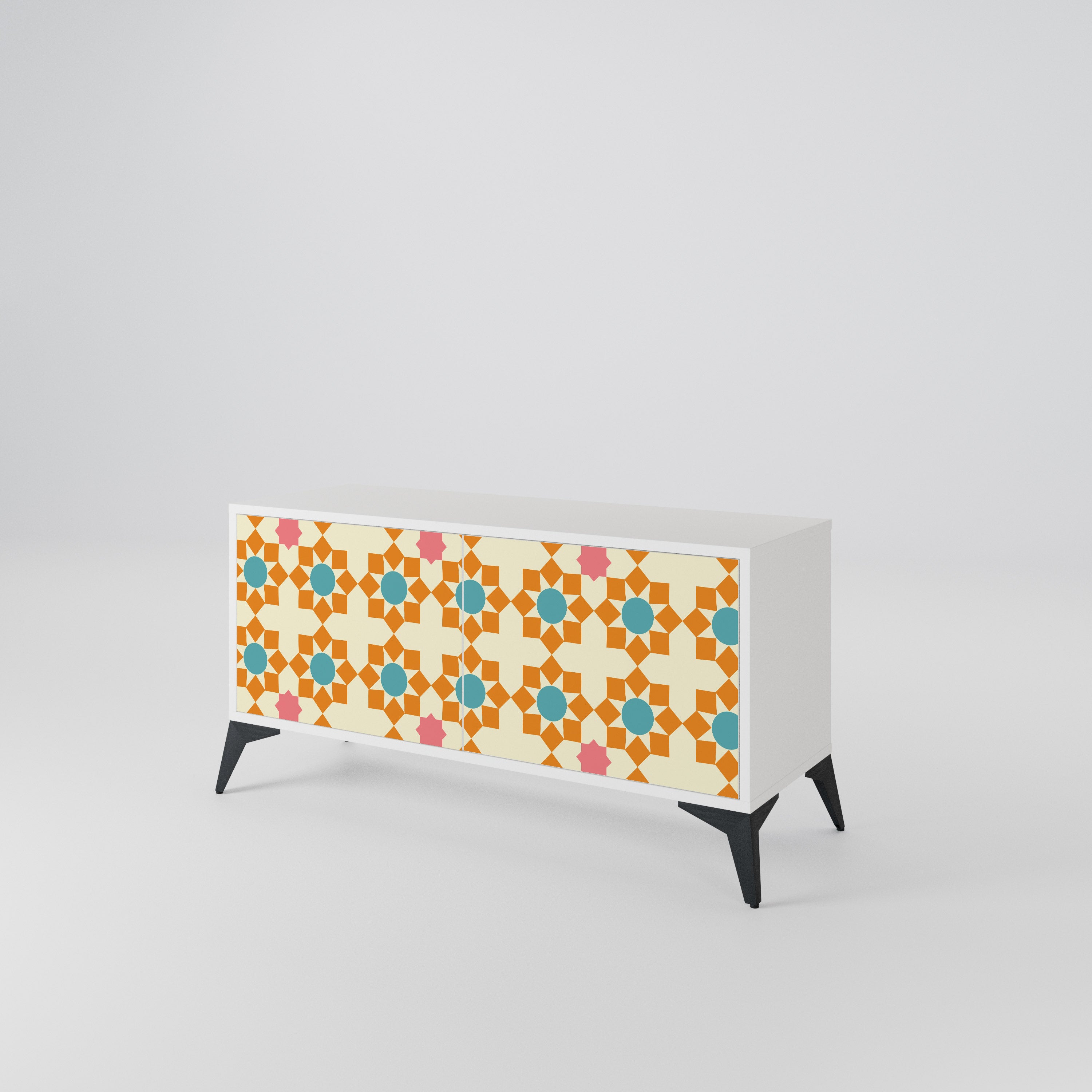 FLORAL DECOR Mueble de TV Compacto de 2 puertas