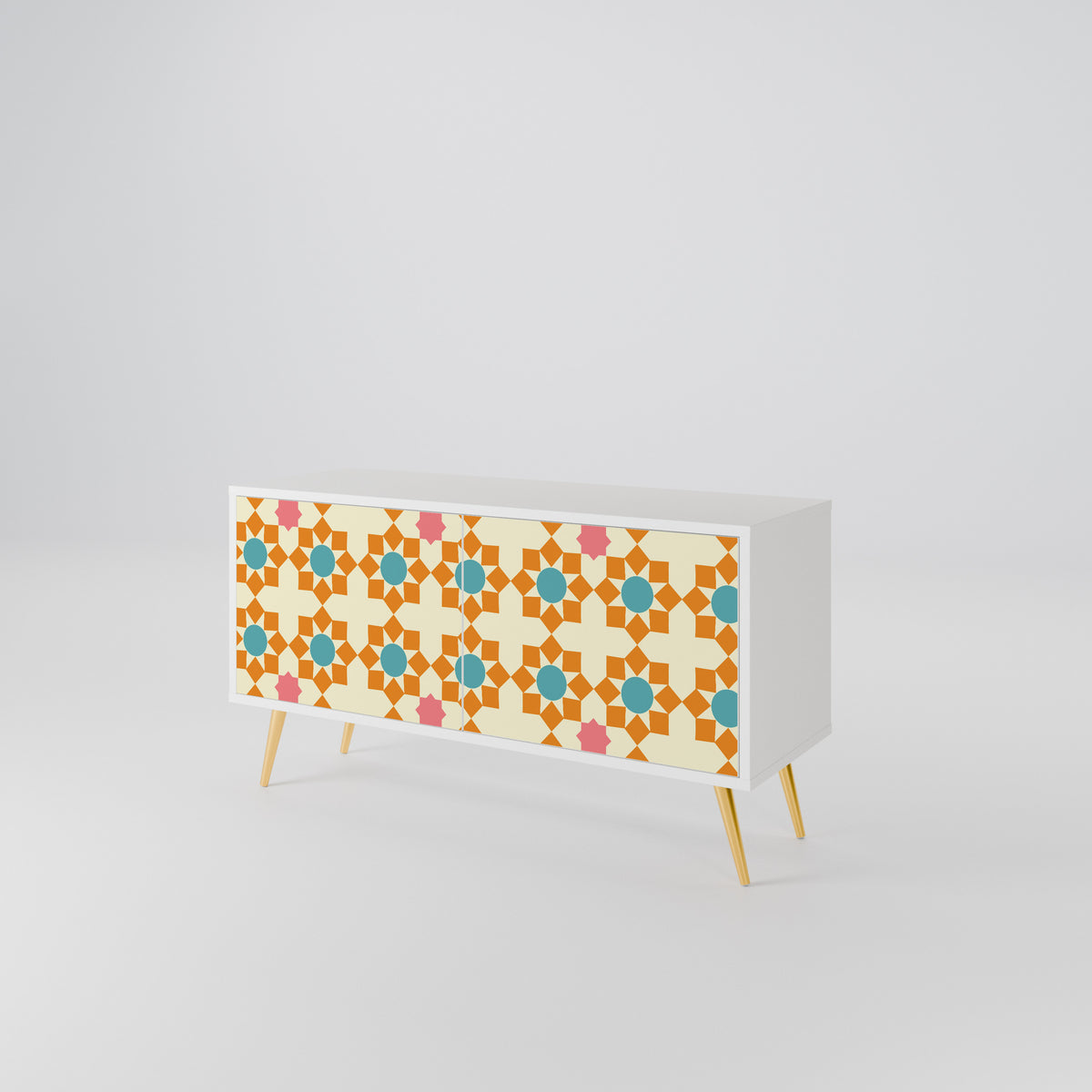 FLORAL DECOR Mueble de TV Compacto de 2 puertas