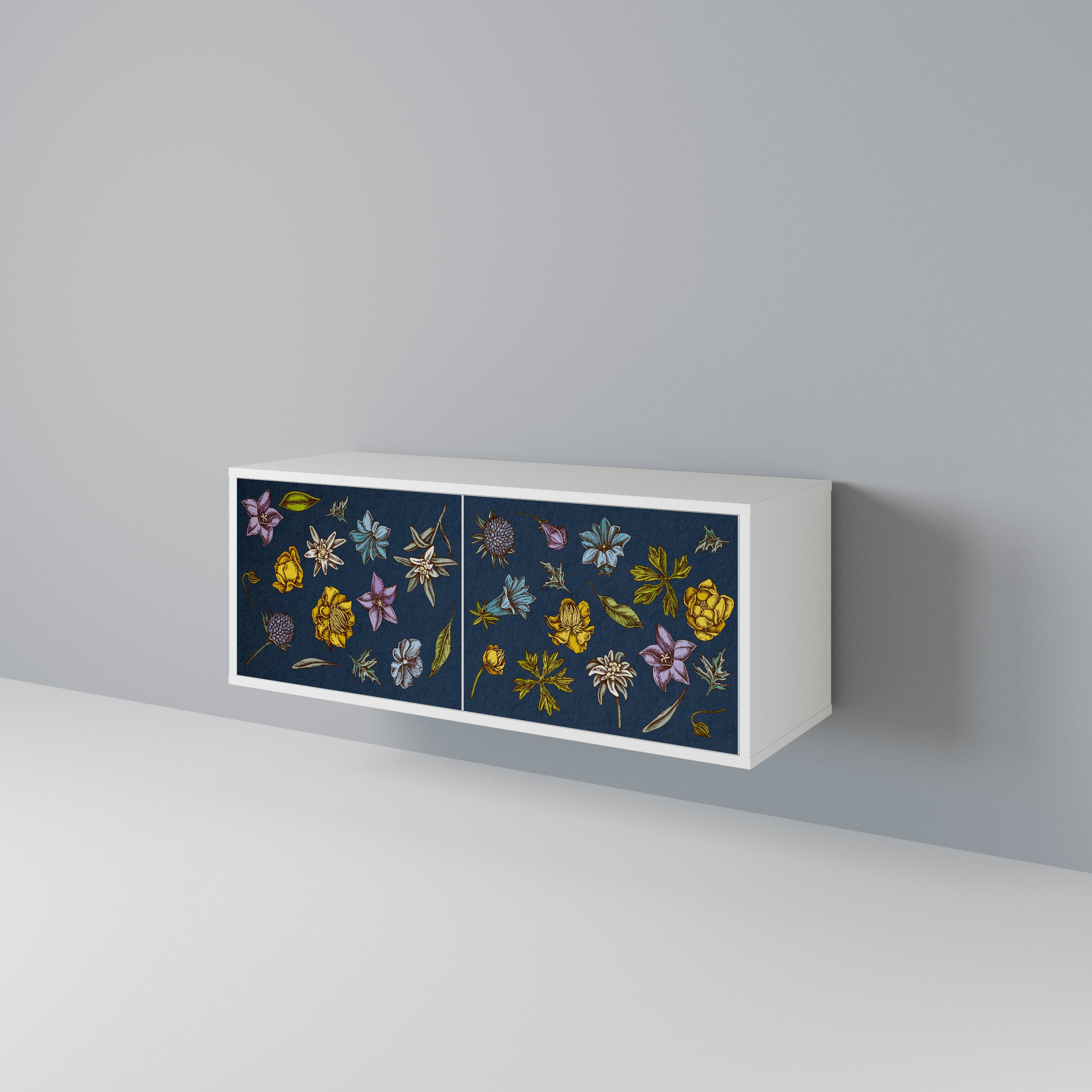 FLOWERS ON NAVY BLUE Mueble de TV Compacto de 2 puertas