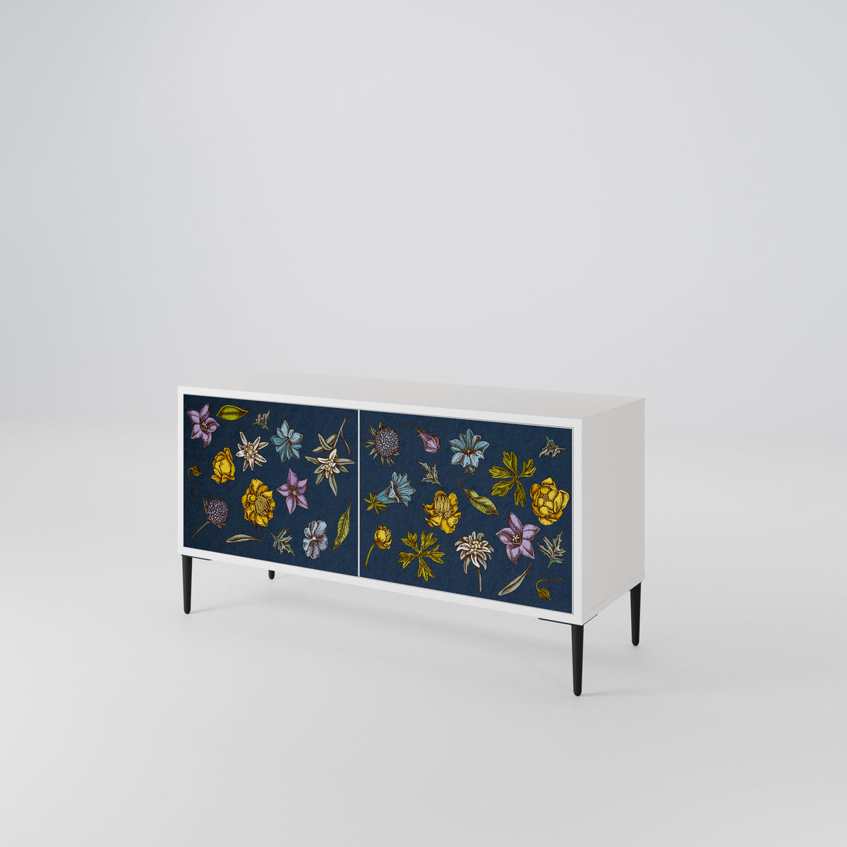 FLOWERS ON NAVY BLUE Mueble de TV Compacto de 2 puertas