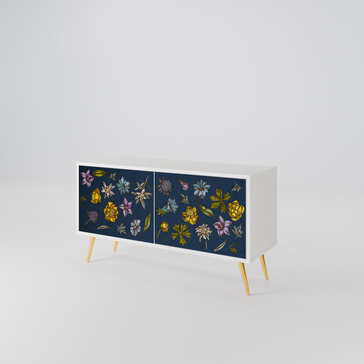 FLOWERS ON NAVY BLUE Mueble de TV Compacto de 2 puertas