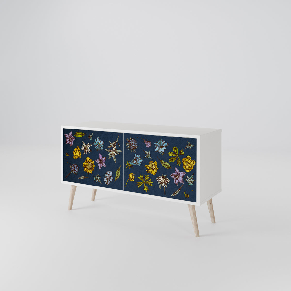 FLOWERS ON NAVY BLUE Mueble de TV Compacto de 2 puertas
