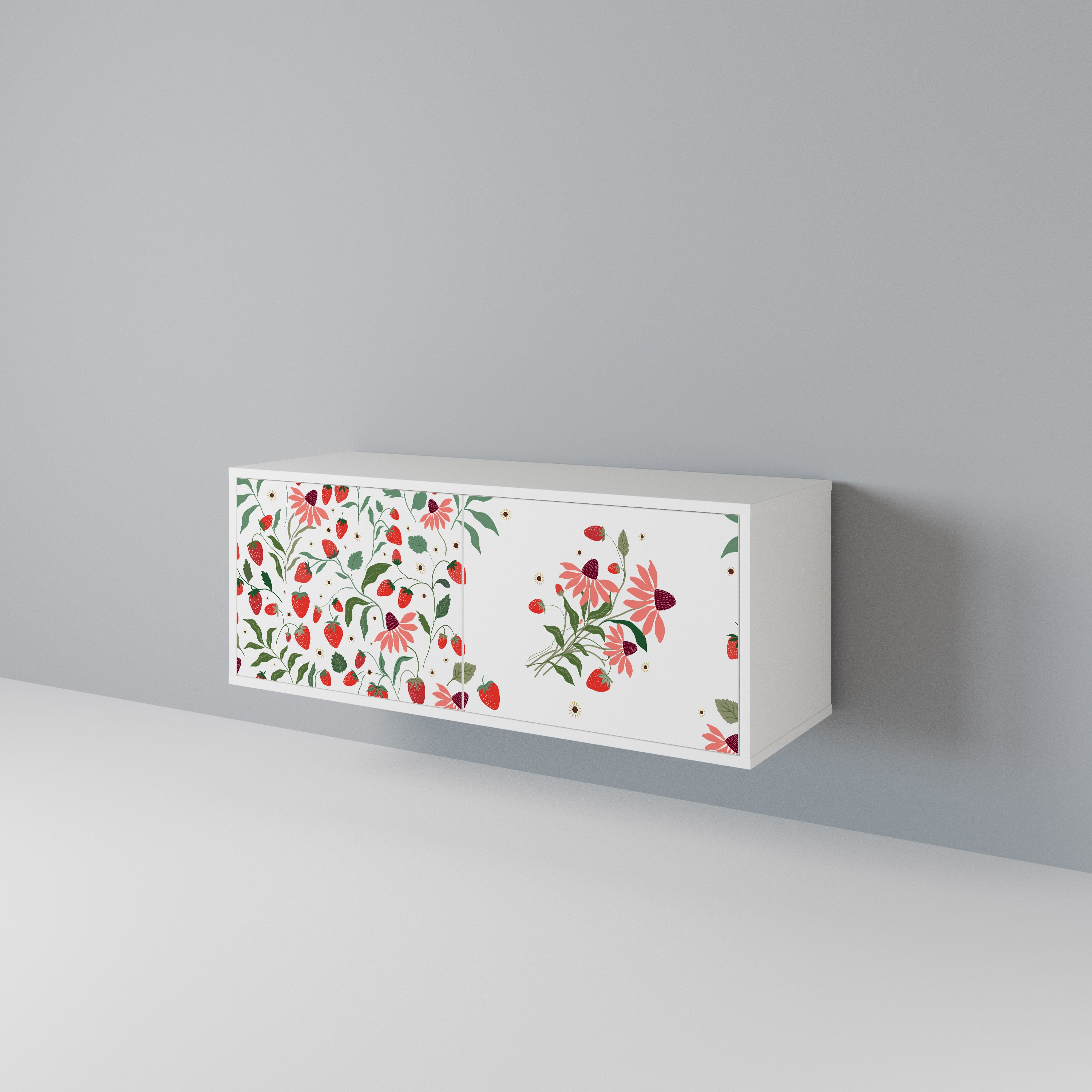 FLOWERS AND STRAWBERRIES Mueble de TV Compacto de 2 puertas