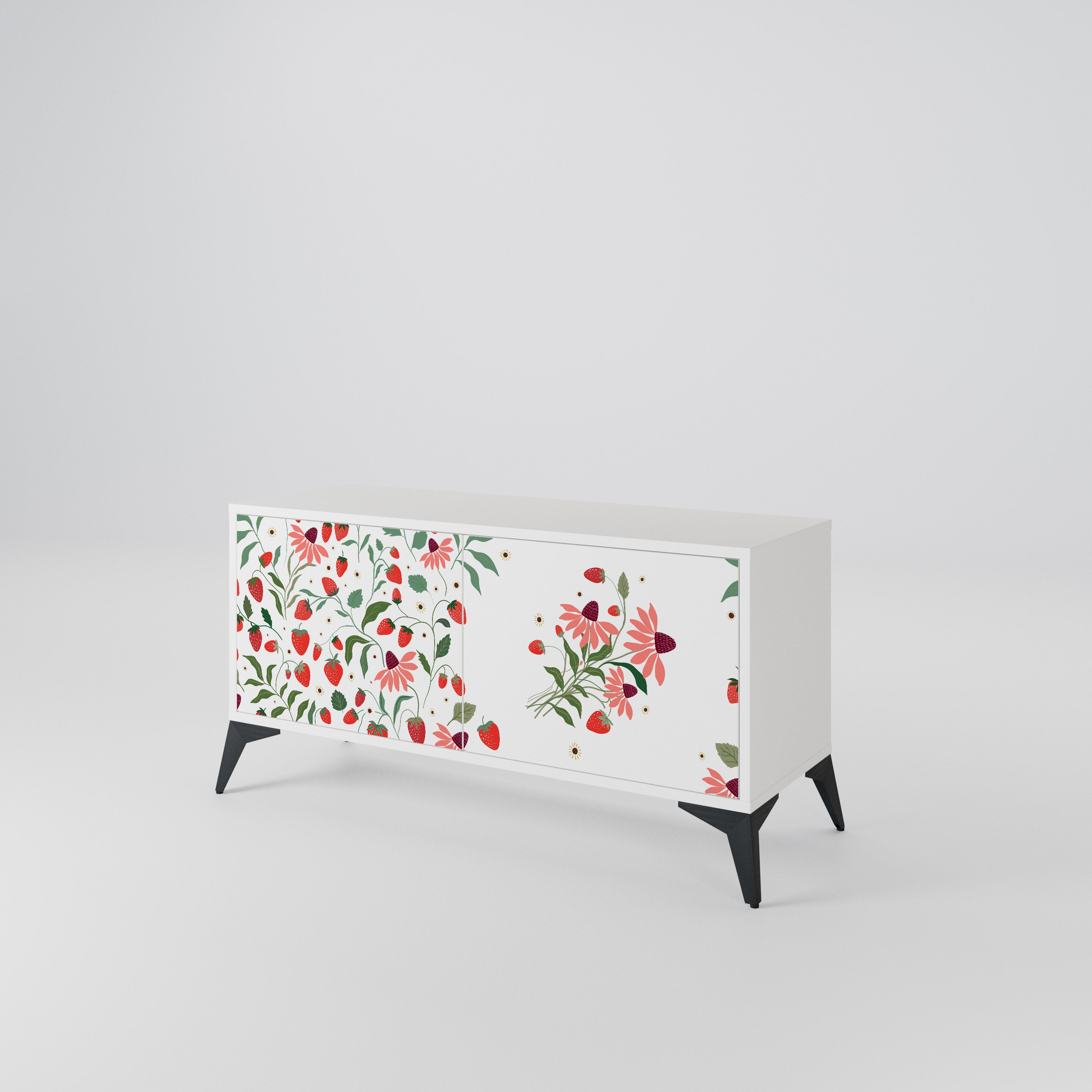 FLOWERS AND STRAWBERRIES Mueble de TV Compacto de 2 puertas
