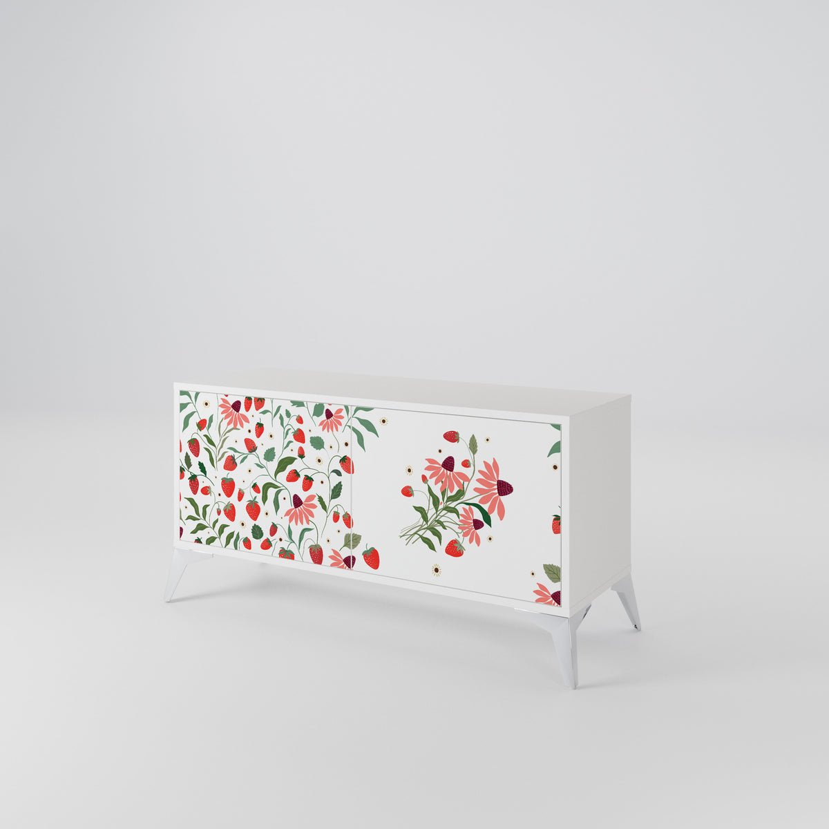FLOWERS AND STRAWBERRIES Mueble de TV Compacto de 2 puertas