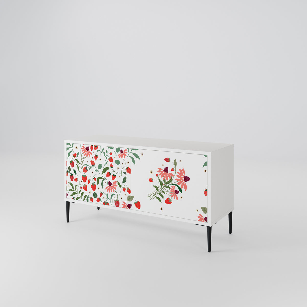 FLOWERS AND STRAWBERRIES Mueble de TV Compacto de 2 puertas