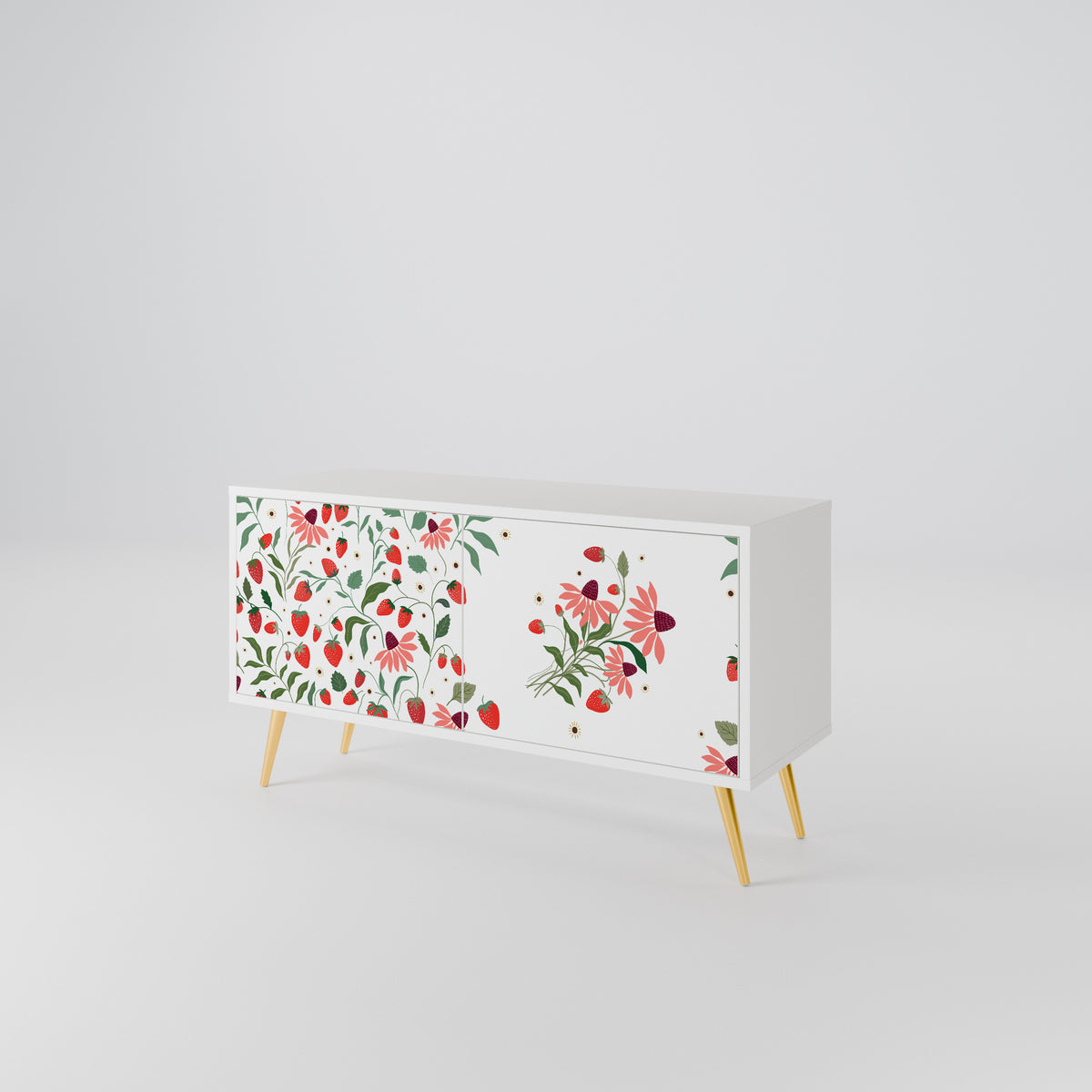 FLOWERS AND STRAWBERRIES Mueble de TV Compacto de 2 puertas